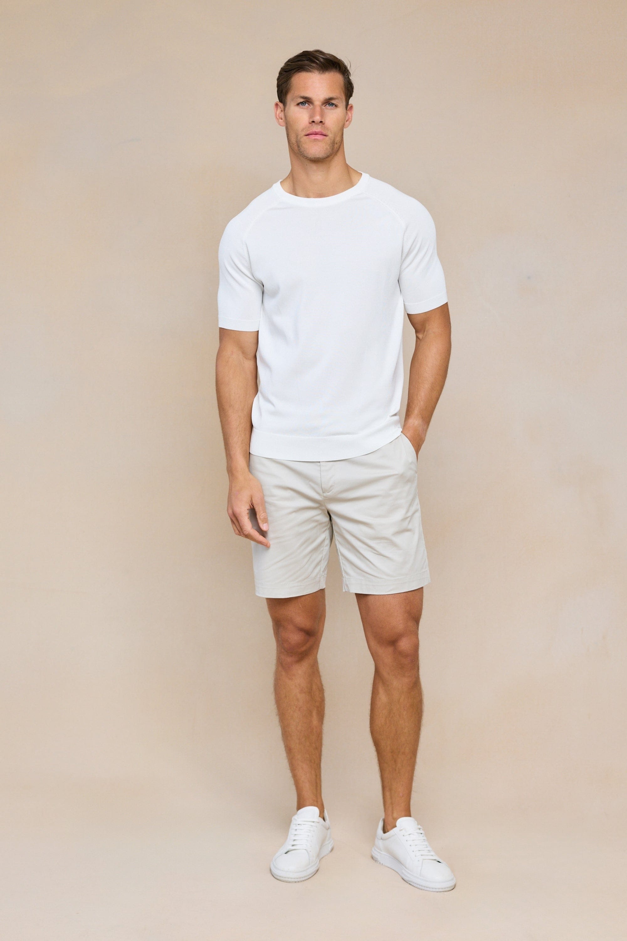 Riera Strick-T-Shirt mit Rundhalsausschnitt - Ecru