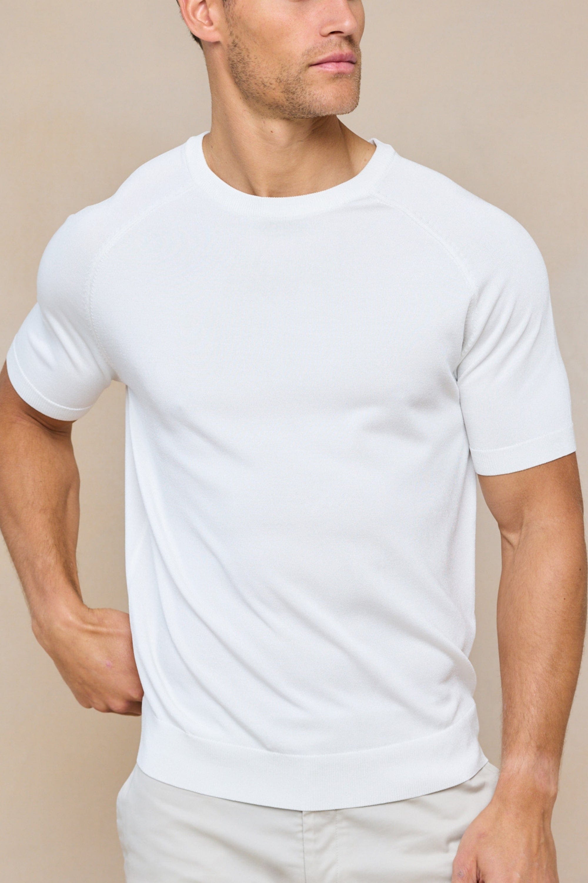 Riera Strick-T-Shirt mit Rundhalsausschnitt - Ecru