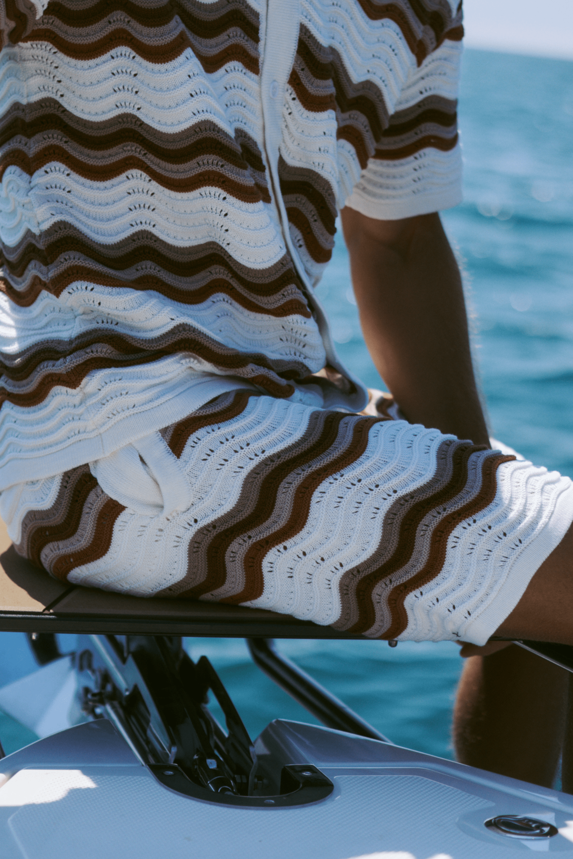 Primavera Häkelstrick-Shorts - Ecru/Braun