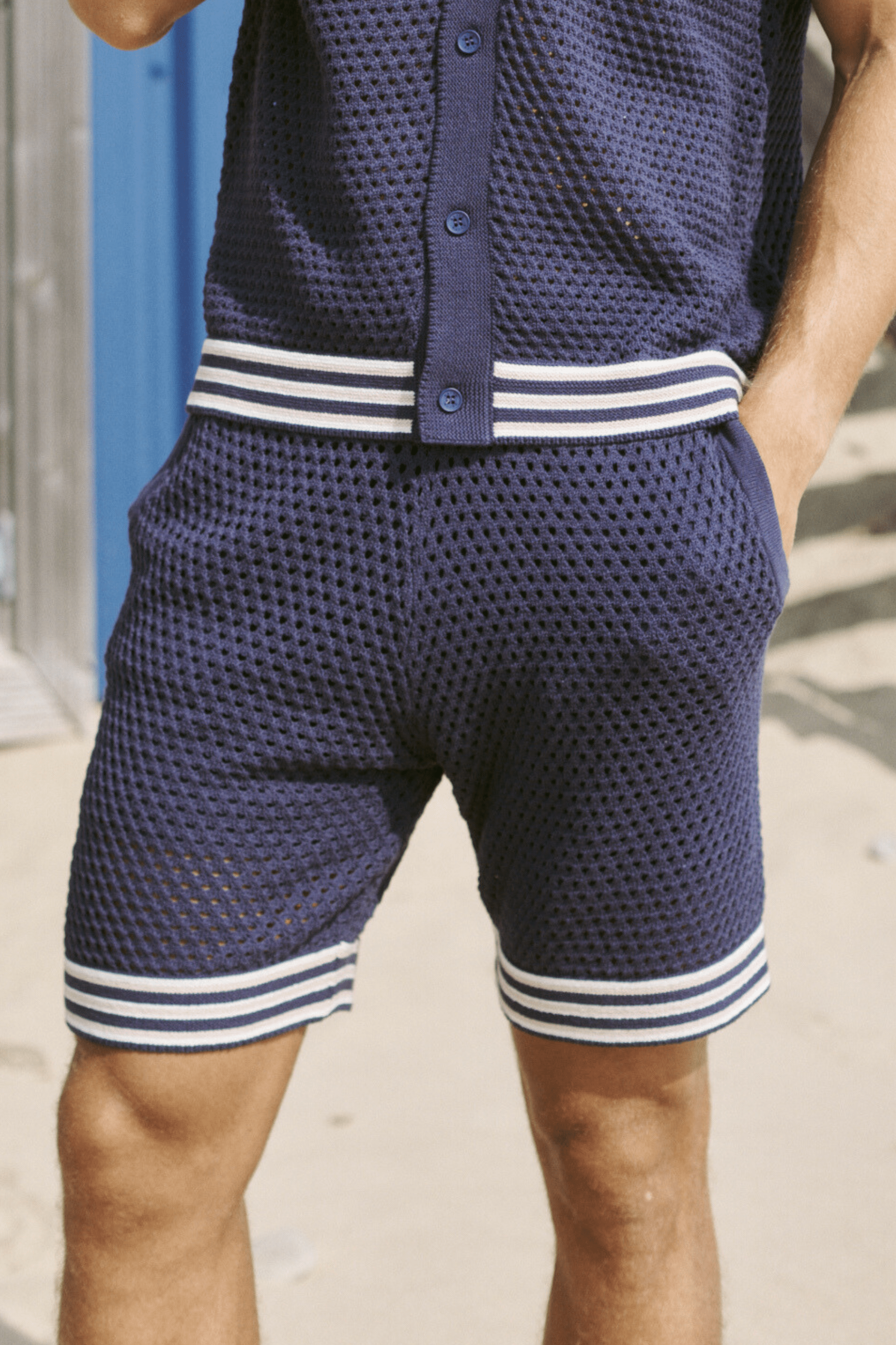 Cipressi Häkelstrickshorts - Marineblau