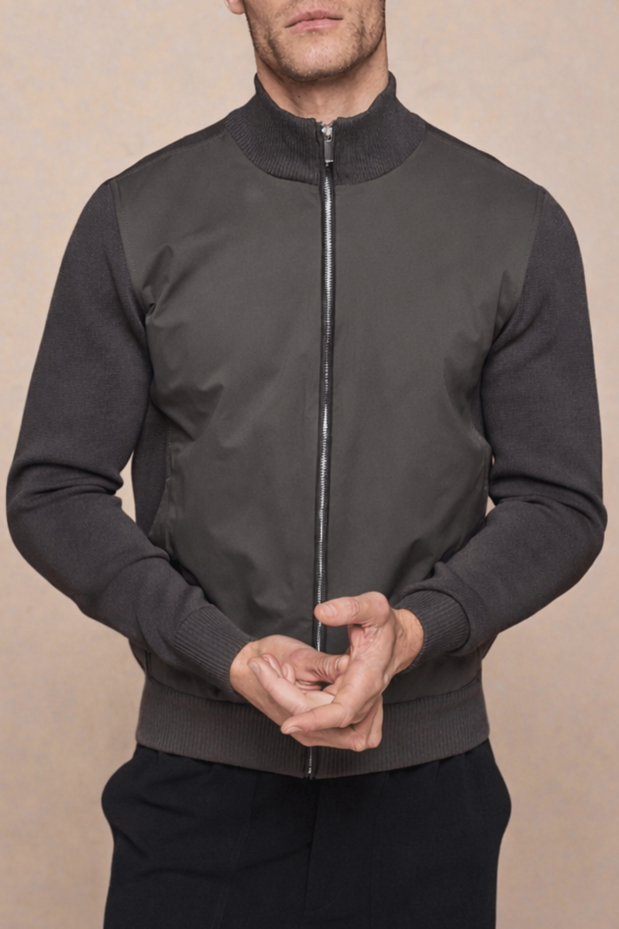 Paco Hybrid Knitted Jacket - Dark Olive