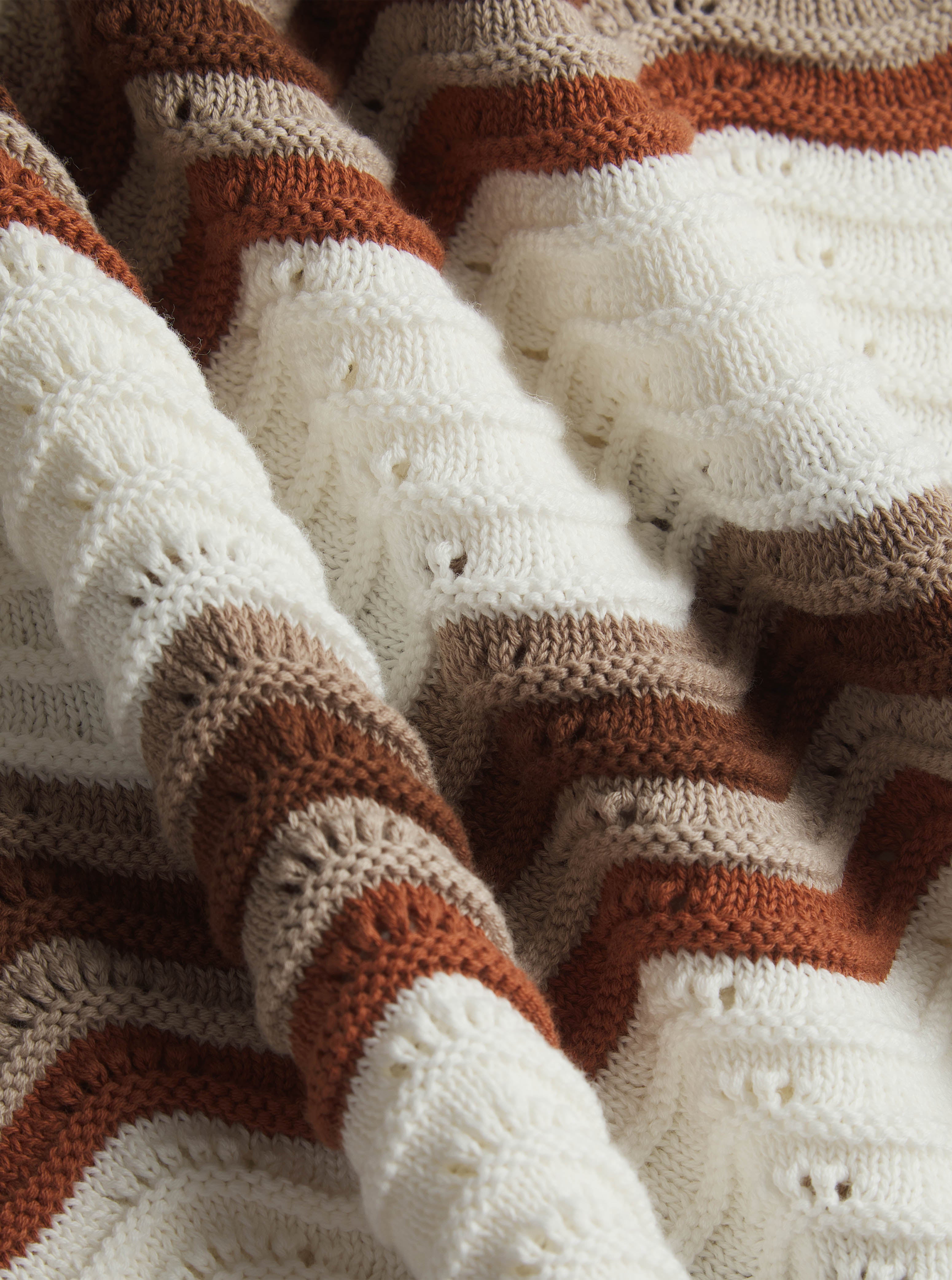 Primavera Crochet Knit Shirt - Ecru/Brown