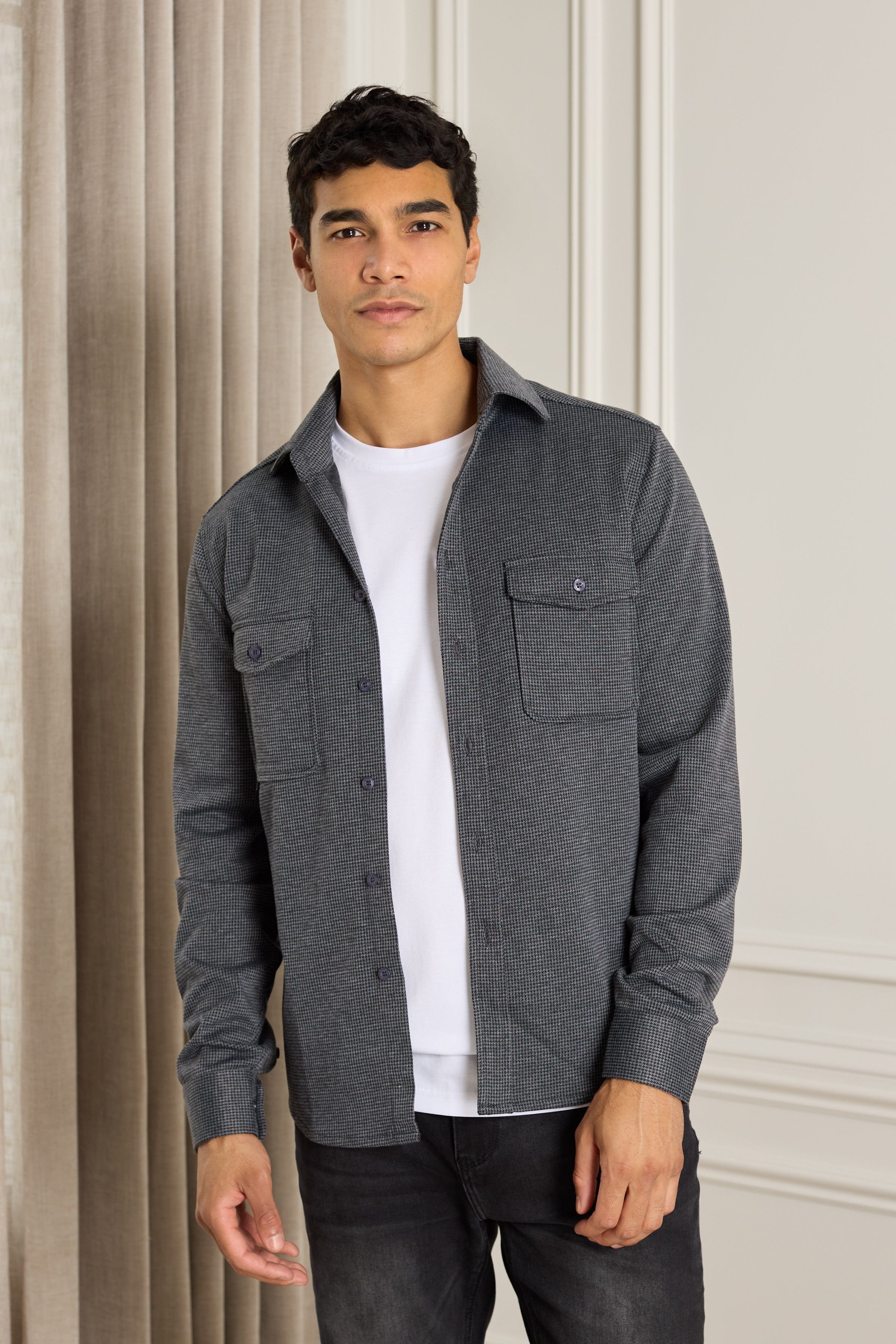 Joseph Dogtooth Overshirt - Black/Grey