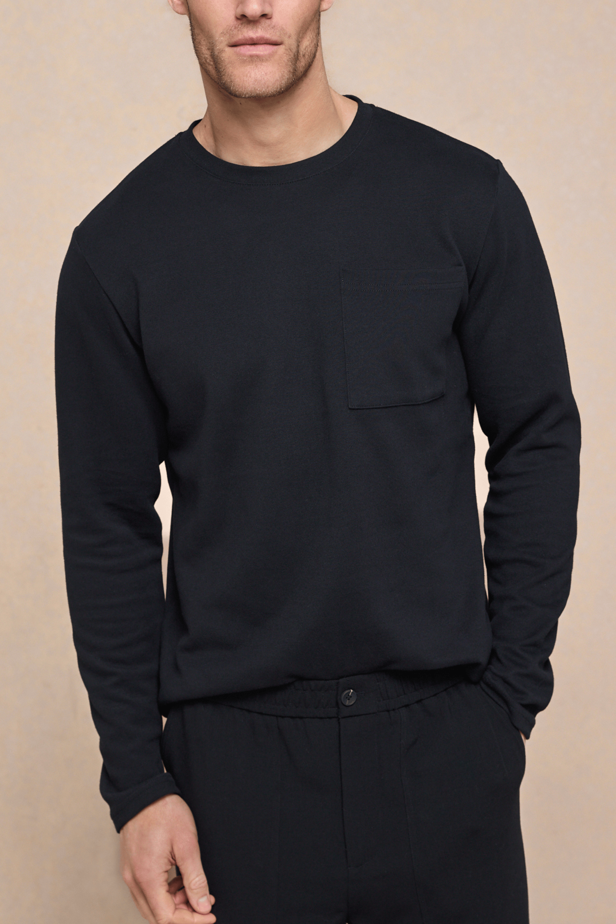 Tyler Long Sleeve Pocket T-Shirt - Black