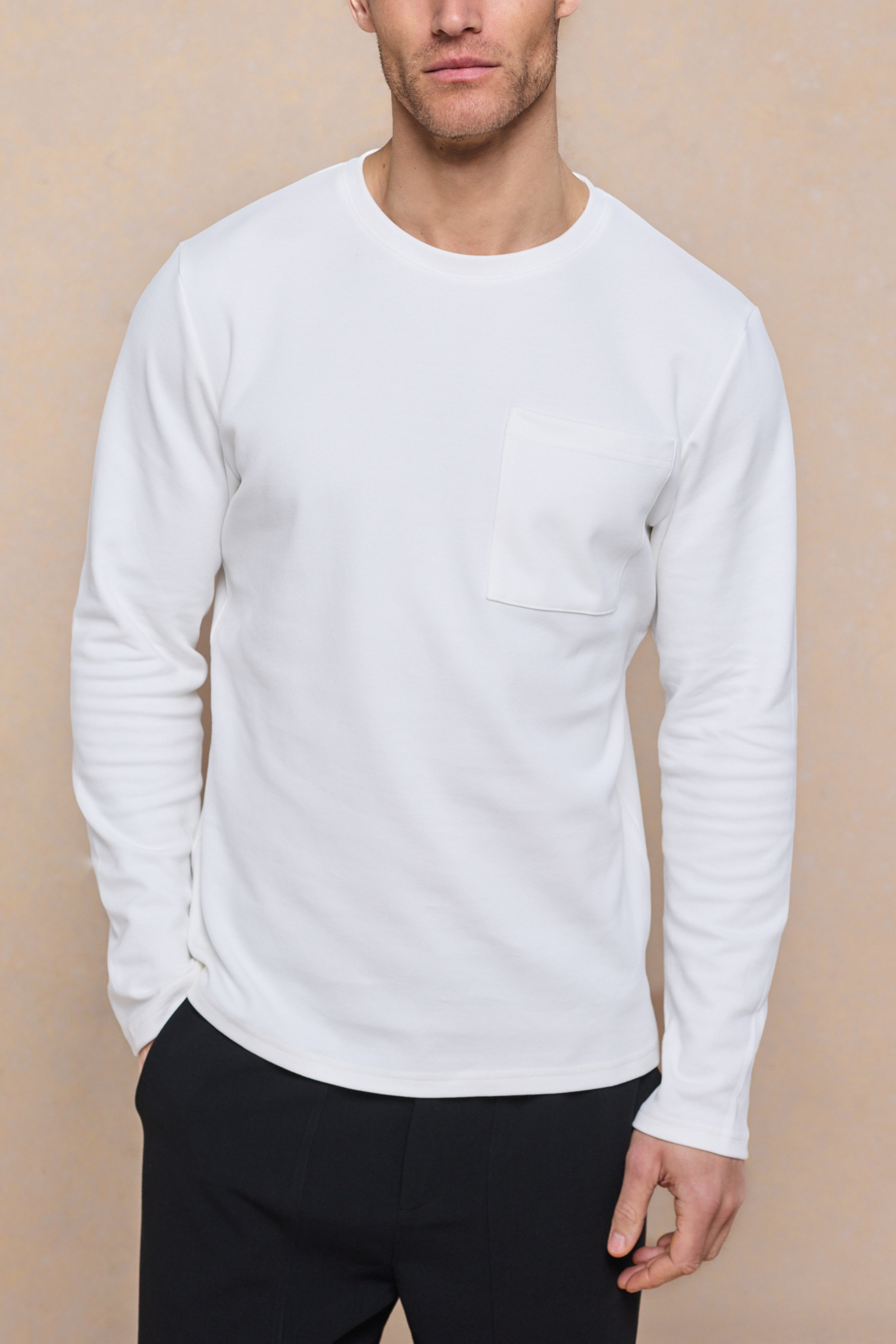 Tyler Long Sleeve Pocket T-Shirt - Ecru