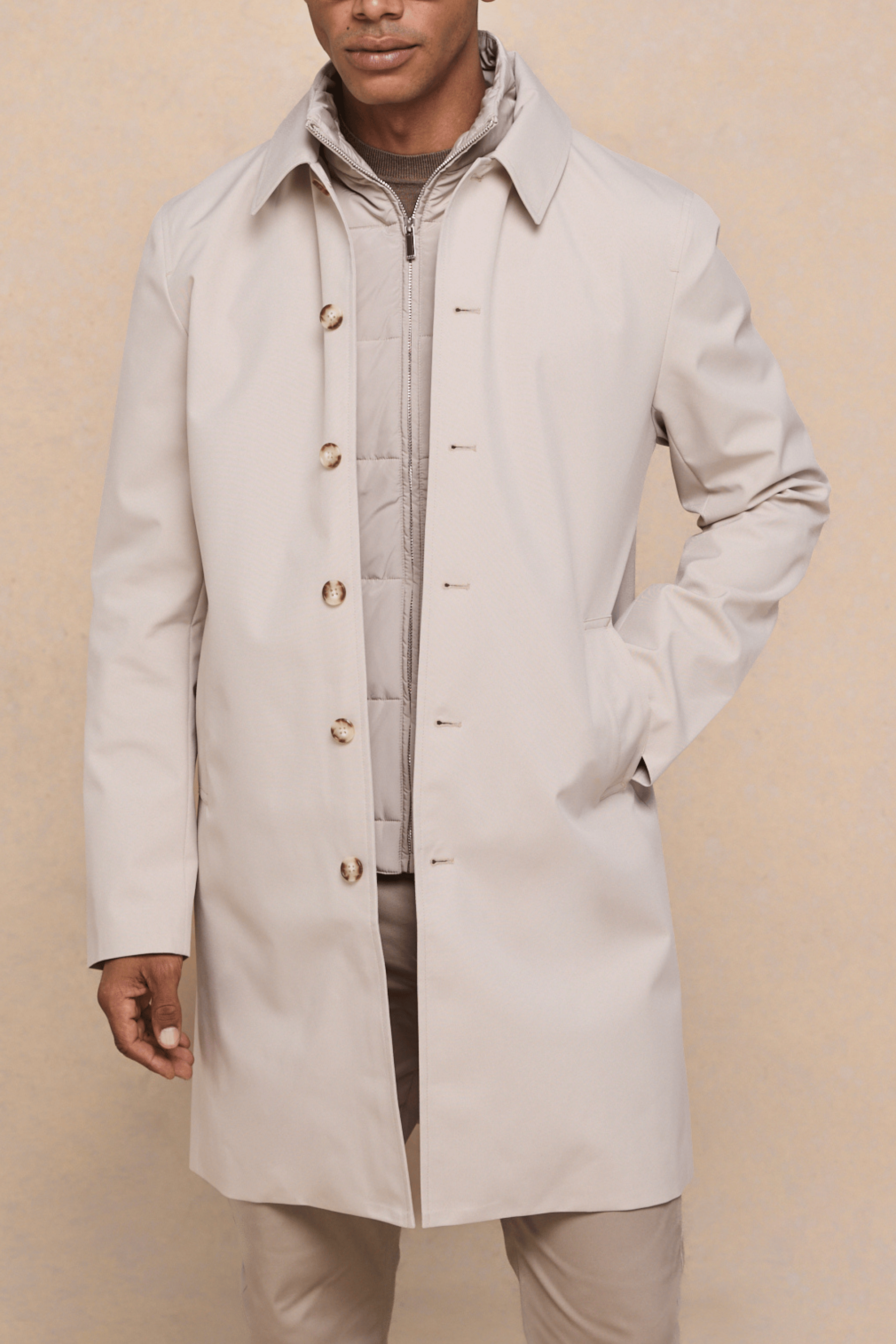 Portico Trench Coat With Detachable Insert - Stone