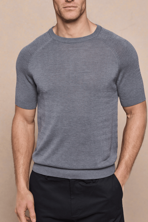 Riera Knit Crew Neck T-Shirt - Grey Marl