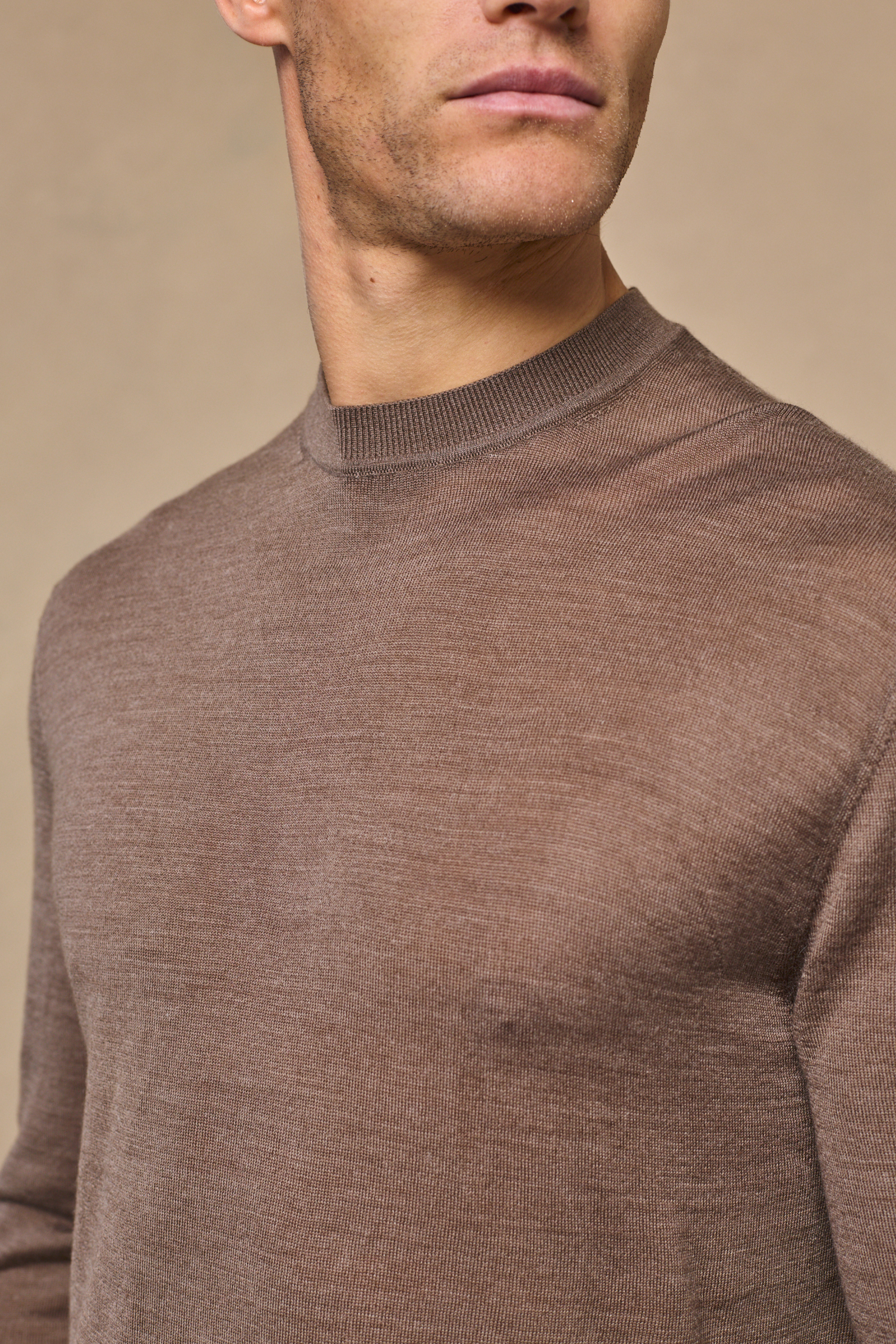 Frederic Fine Knit Long Sleeve T-Shirt - Brown Marl