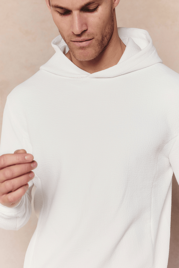 Zarco Crinkled Jersey Hoodie - Ivory
