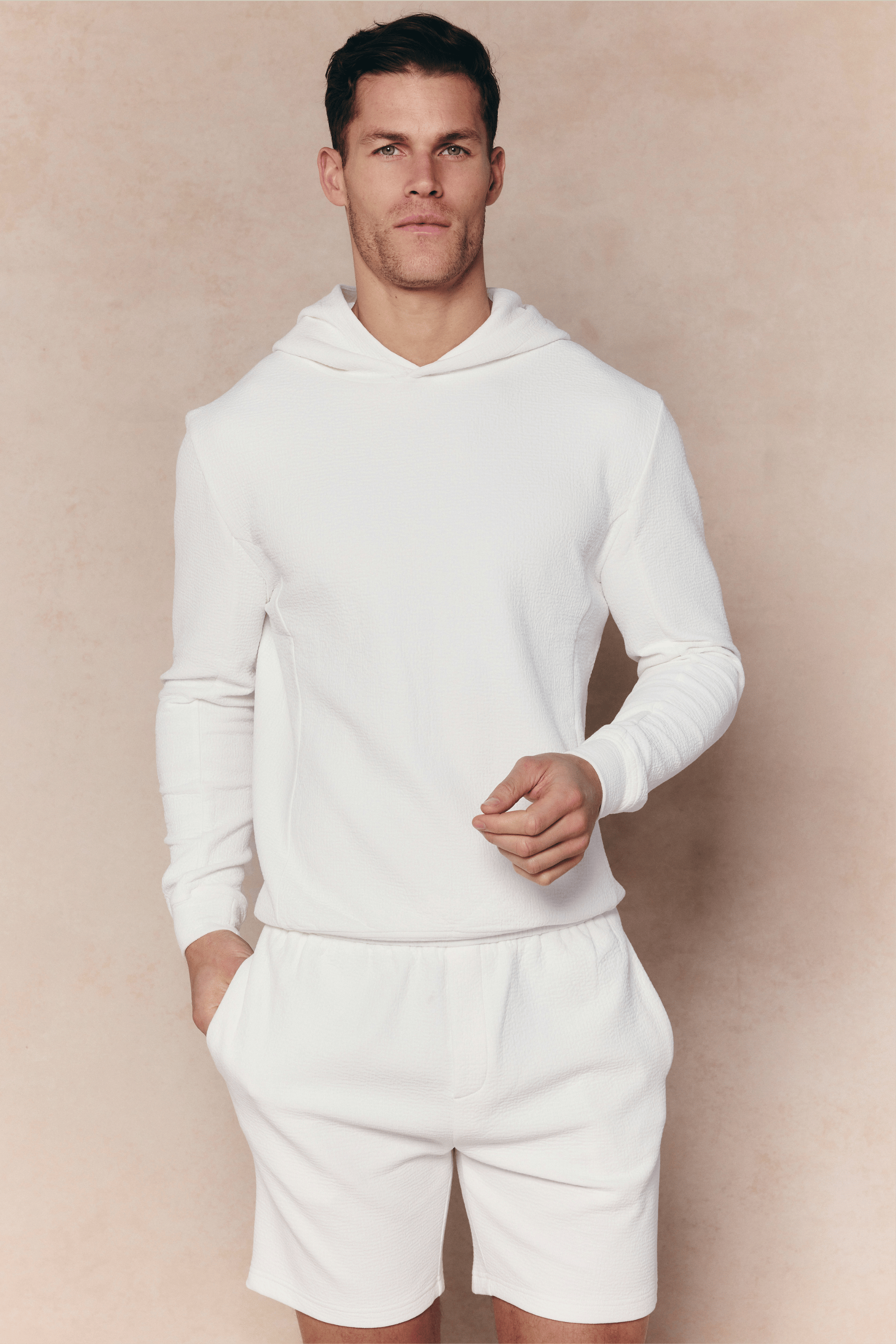Zarco Crinkled Jersey Hoodie - Ivory