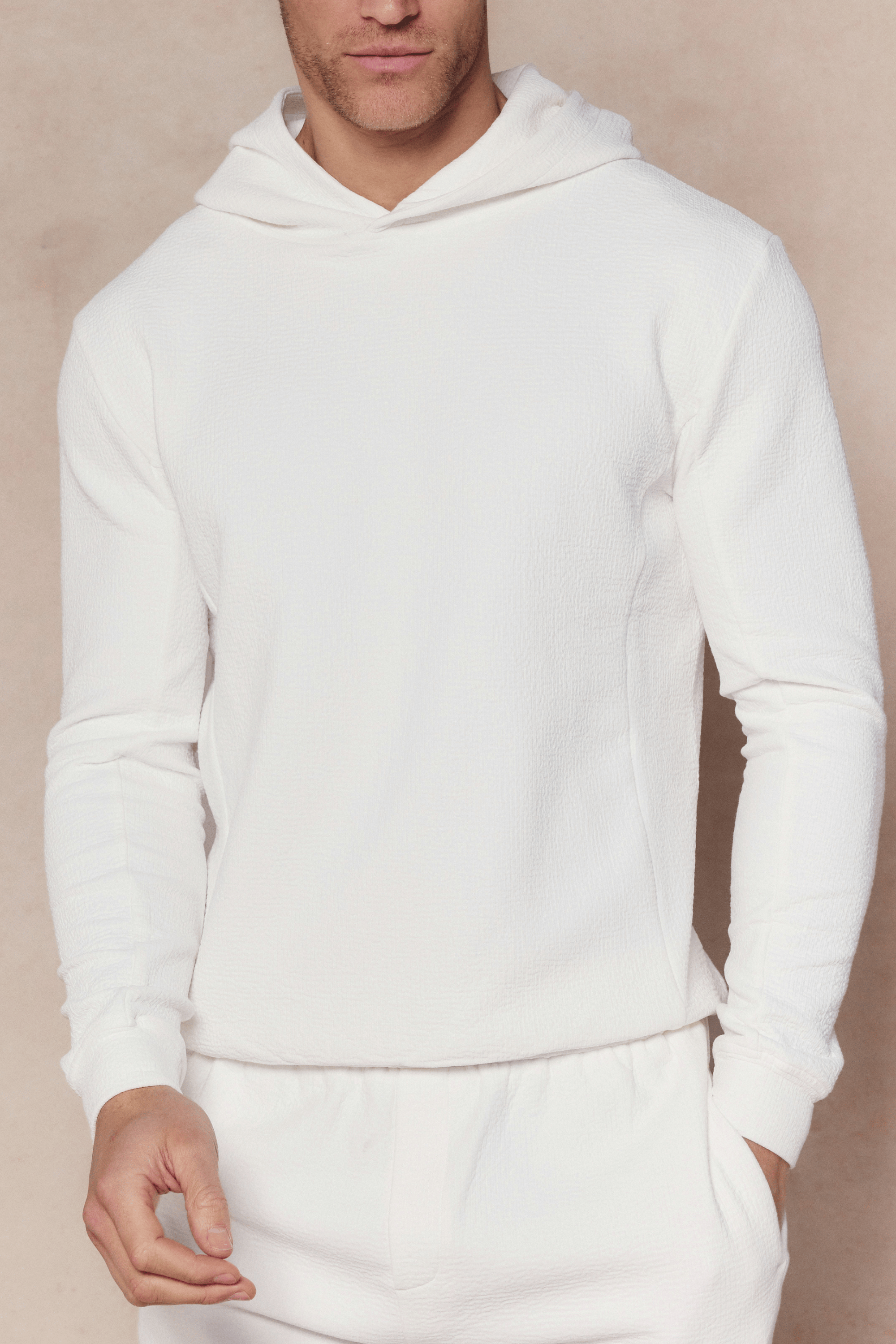 Zarco Crinkled Jersey Hoodie - Ivory