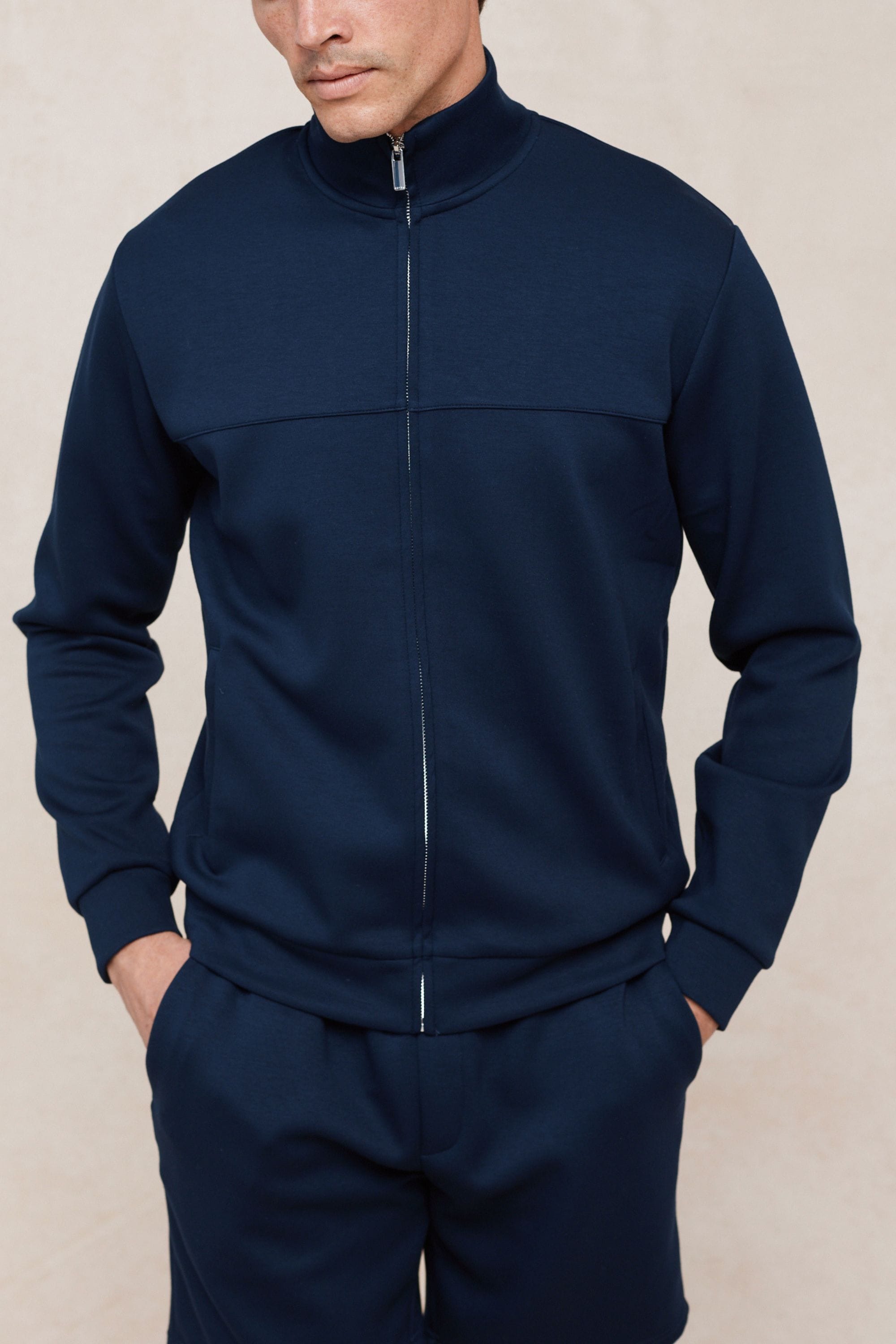 Luxe Zip Through Jacket - Navy