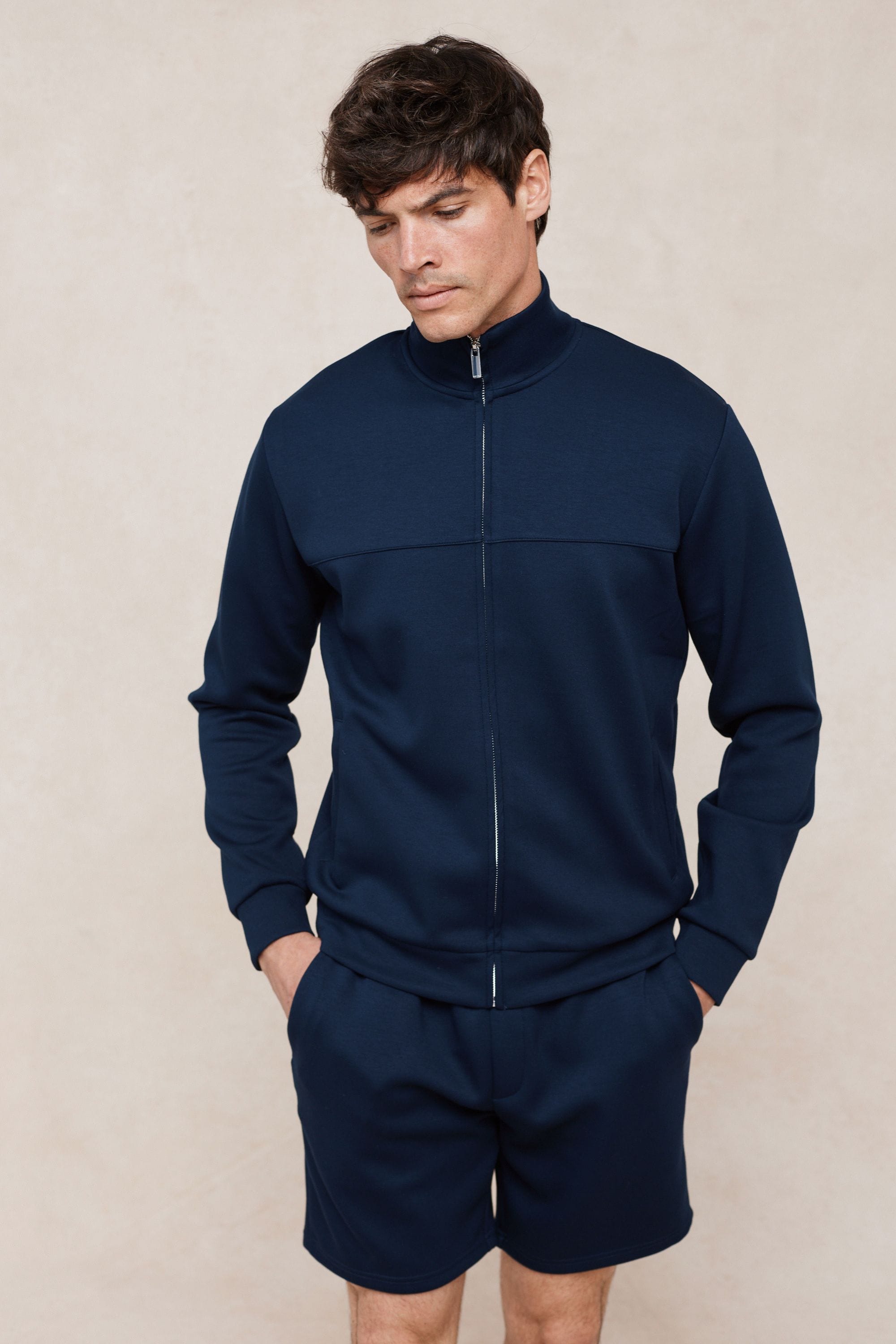 Luxe Zip Through Jacket - Navy