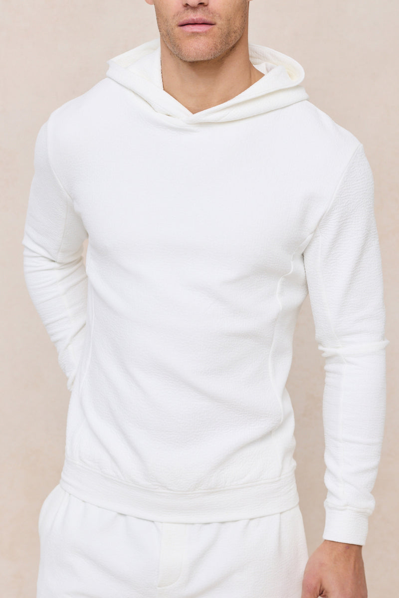 Zarco Crinkled Jersey Hoodie - Ivory
