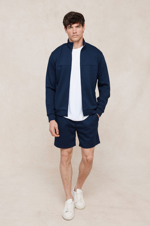 Luxe Zip Through Jacket - Navy
