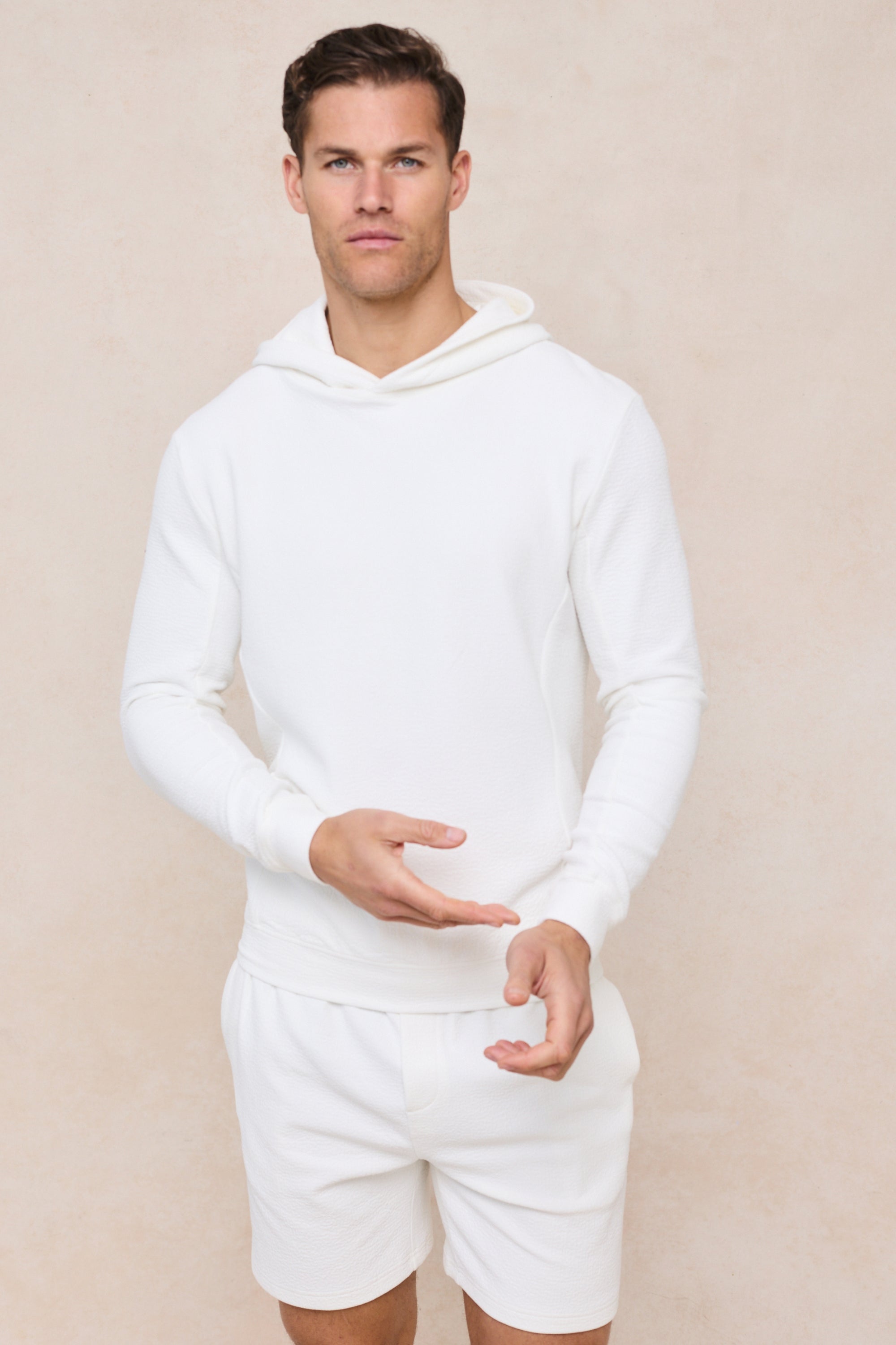 Zarco Crinkled Jersey Hoodie - Ivory