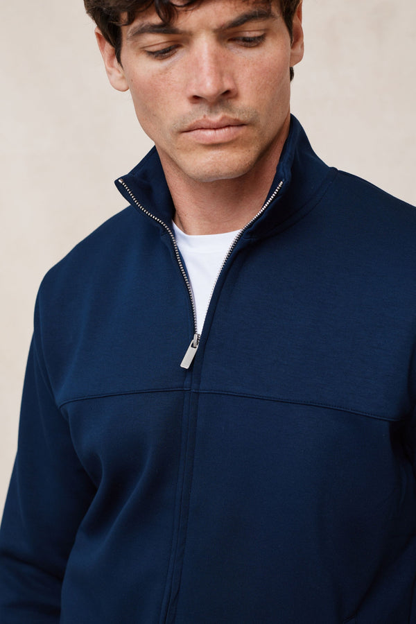 Luxe Zip Through Jacket - Navy