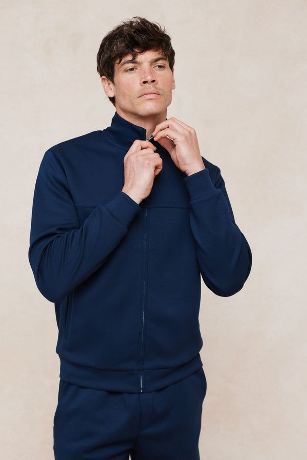 Luxe Zip Through Jacket - Navy