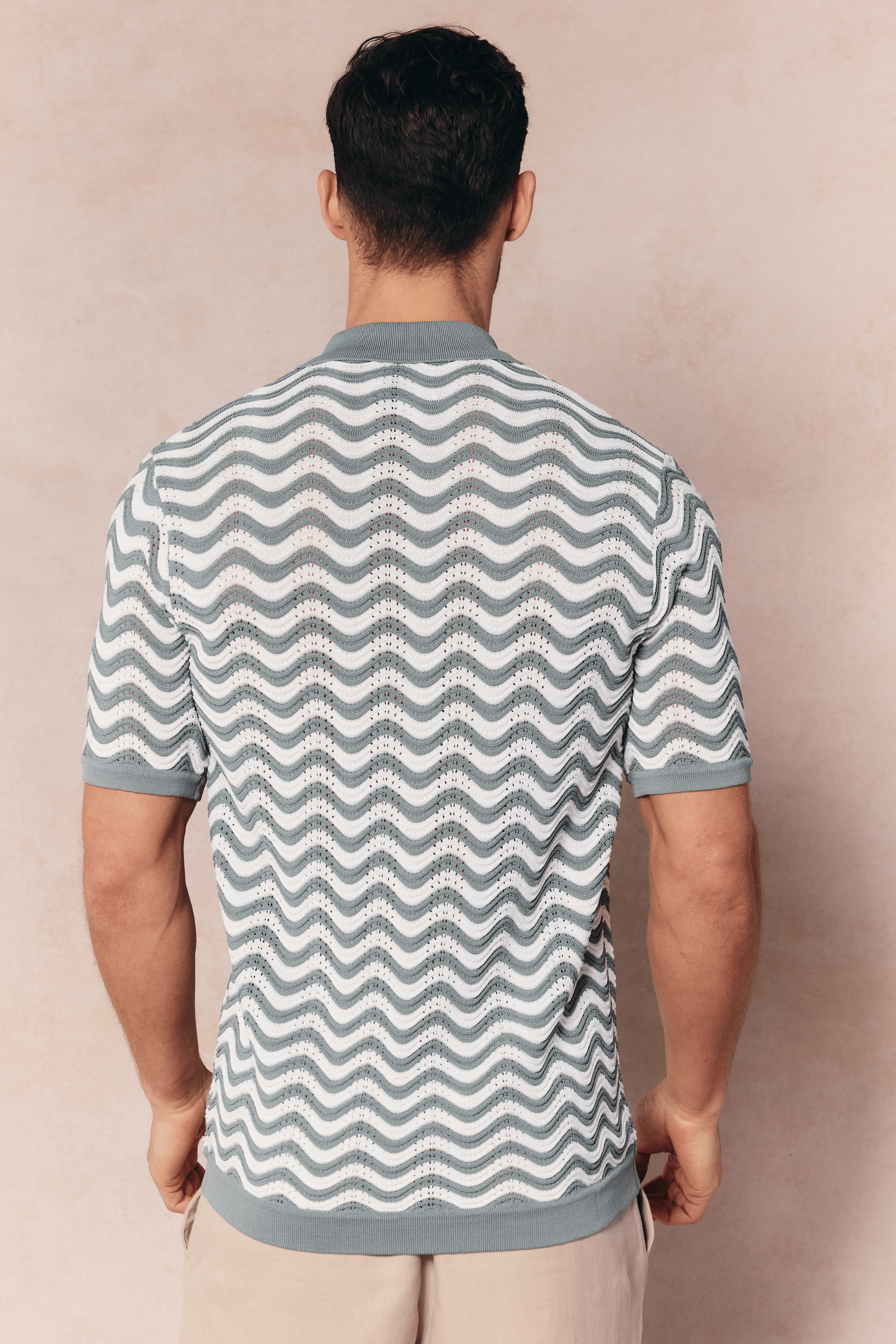 Serenita Knitted Shirt - Sage/White