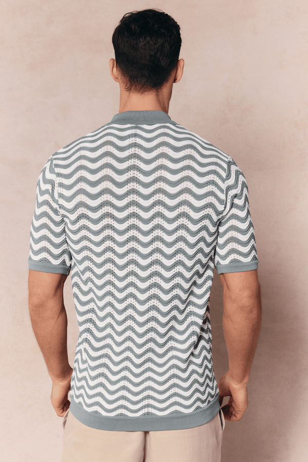 Serenita Knitted Shirt - Sage/White