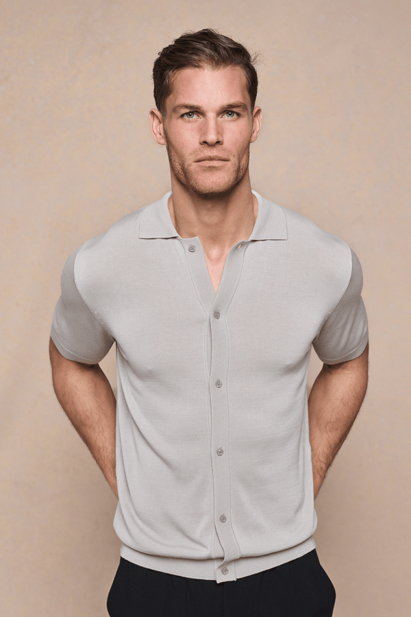 Pedro Button Through Short Sleeve Knitted Shirt - Cream