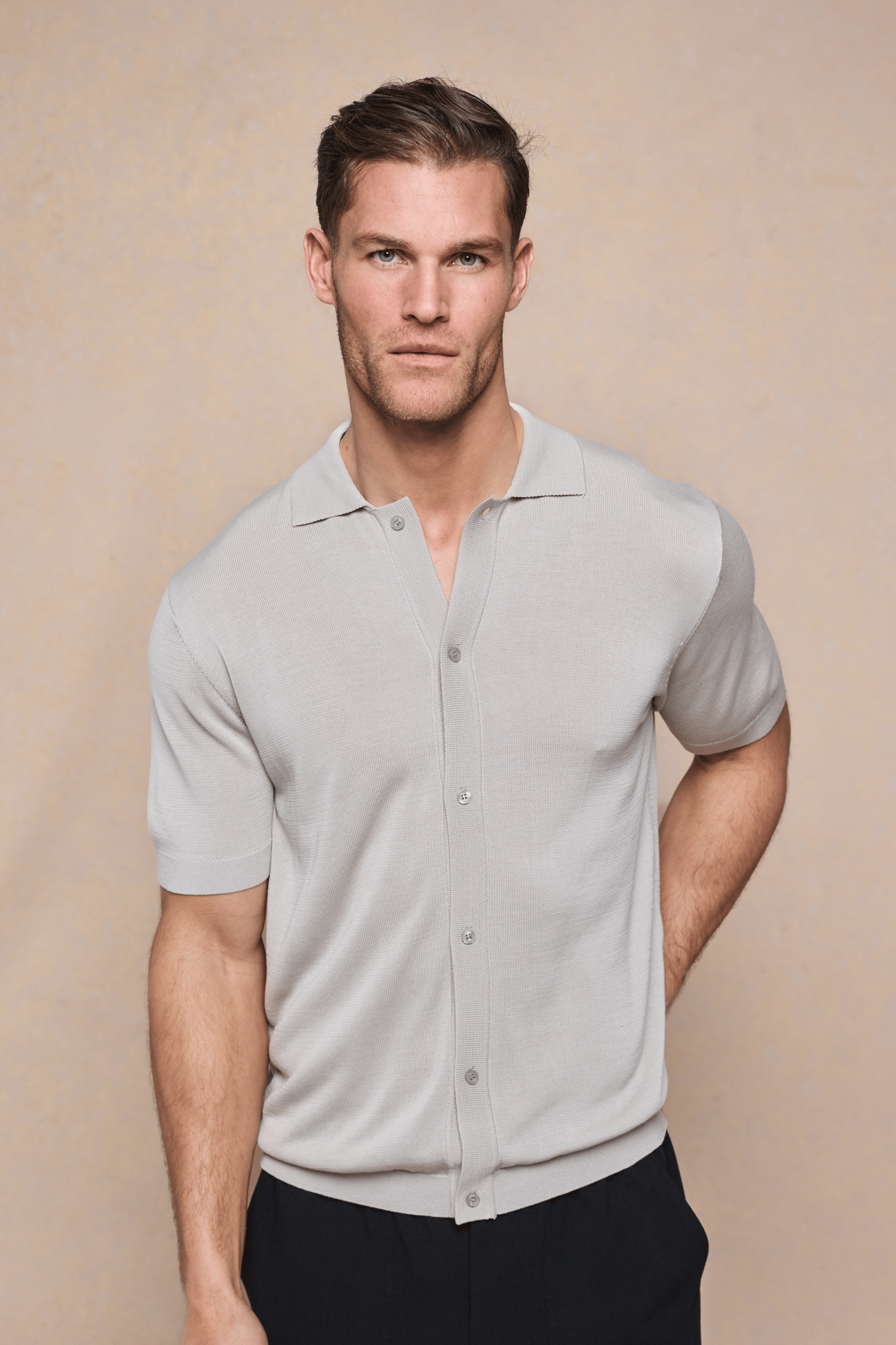Pedro Button Through Short Sleeve Knitted Shirt - Cream