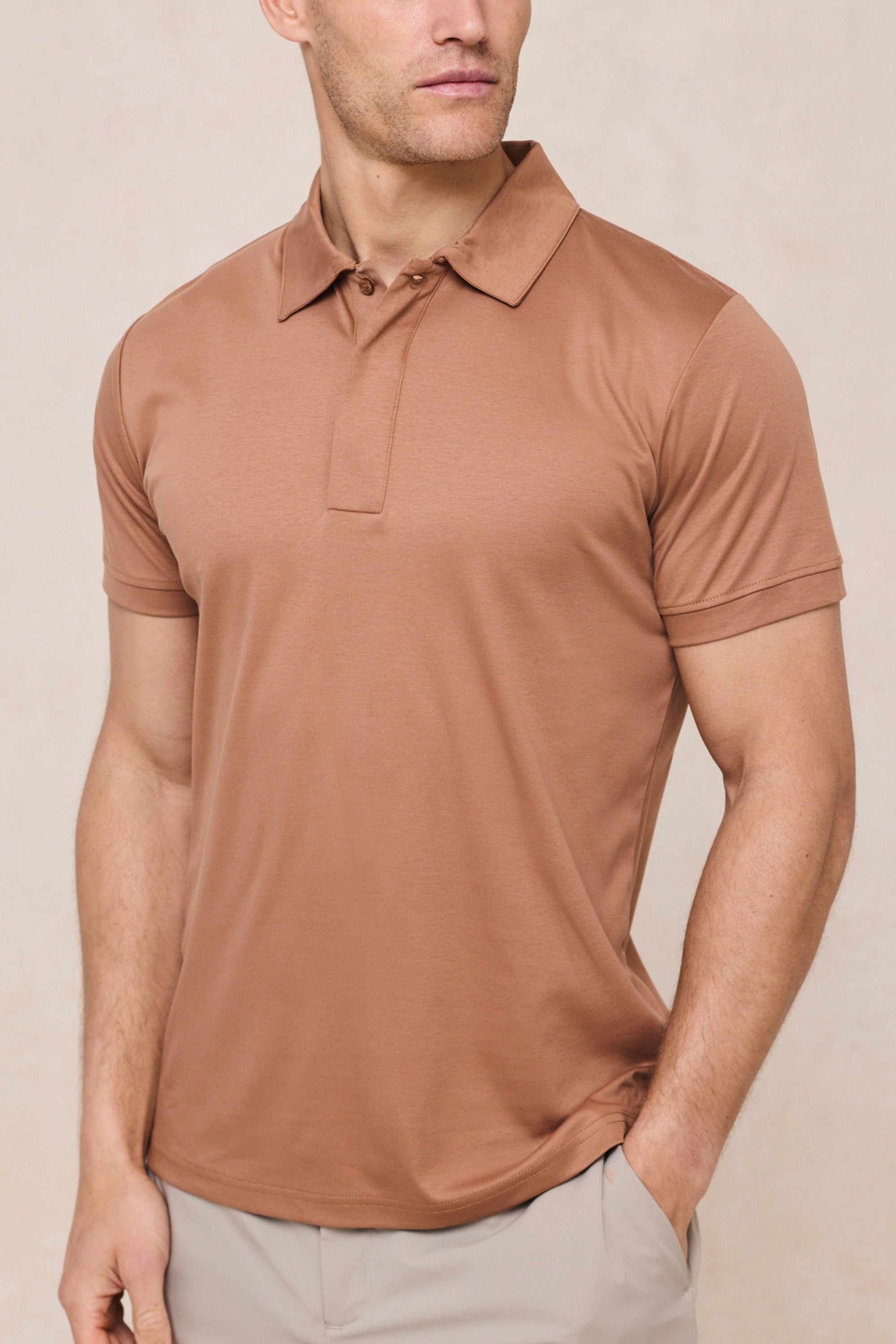 Santi Mercerised Polo Shirt - Rust Orange