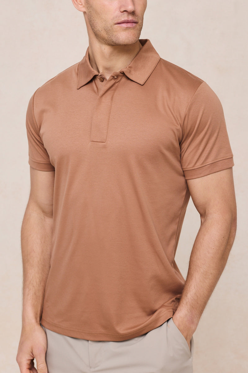 Santi Mercerised Polo Shirt - Rust Orange