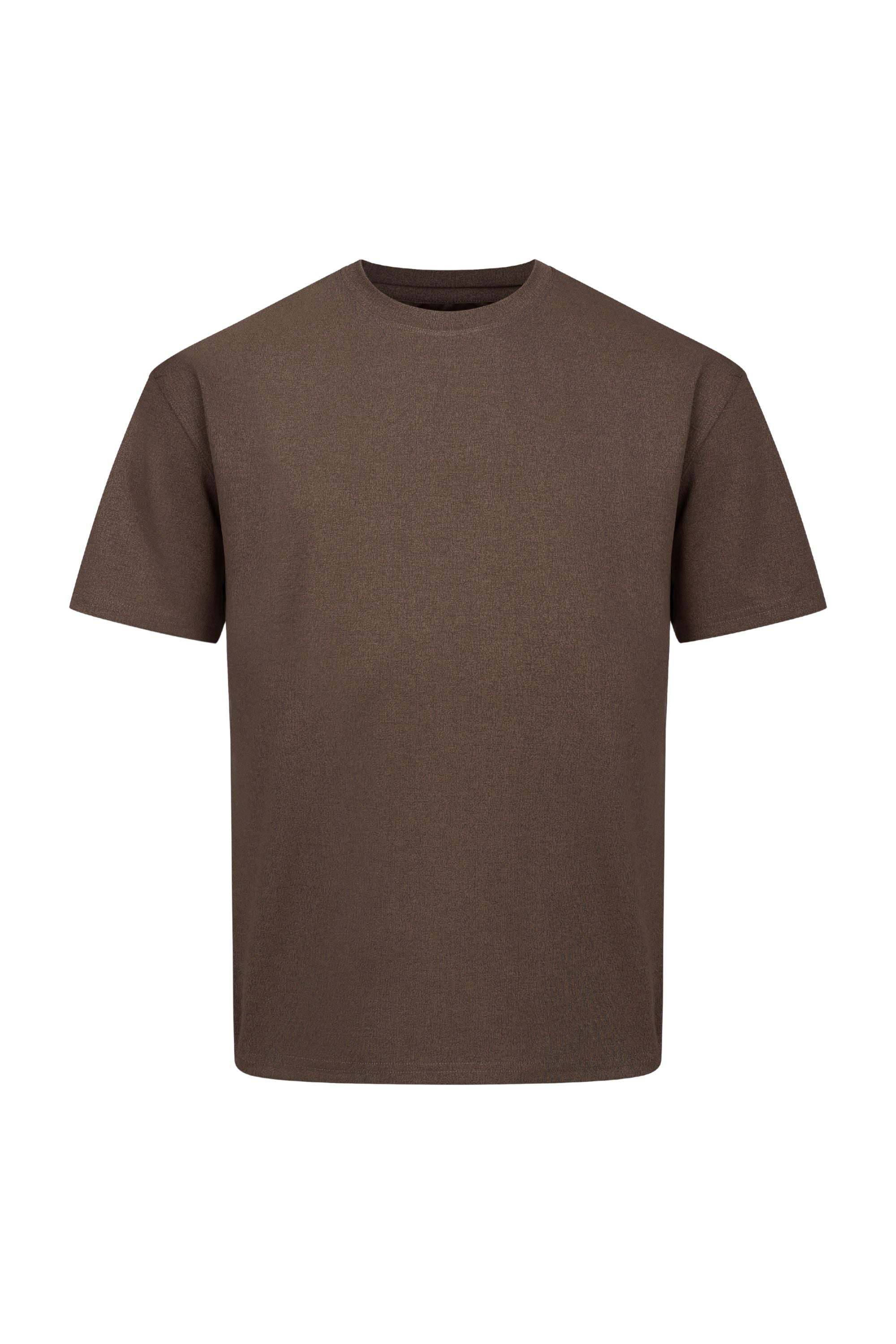 Tomas Crew Neck Textured T-Shirt - Dark Brown