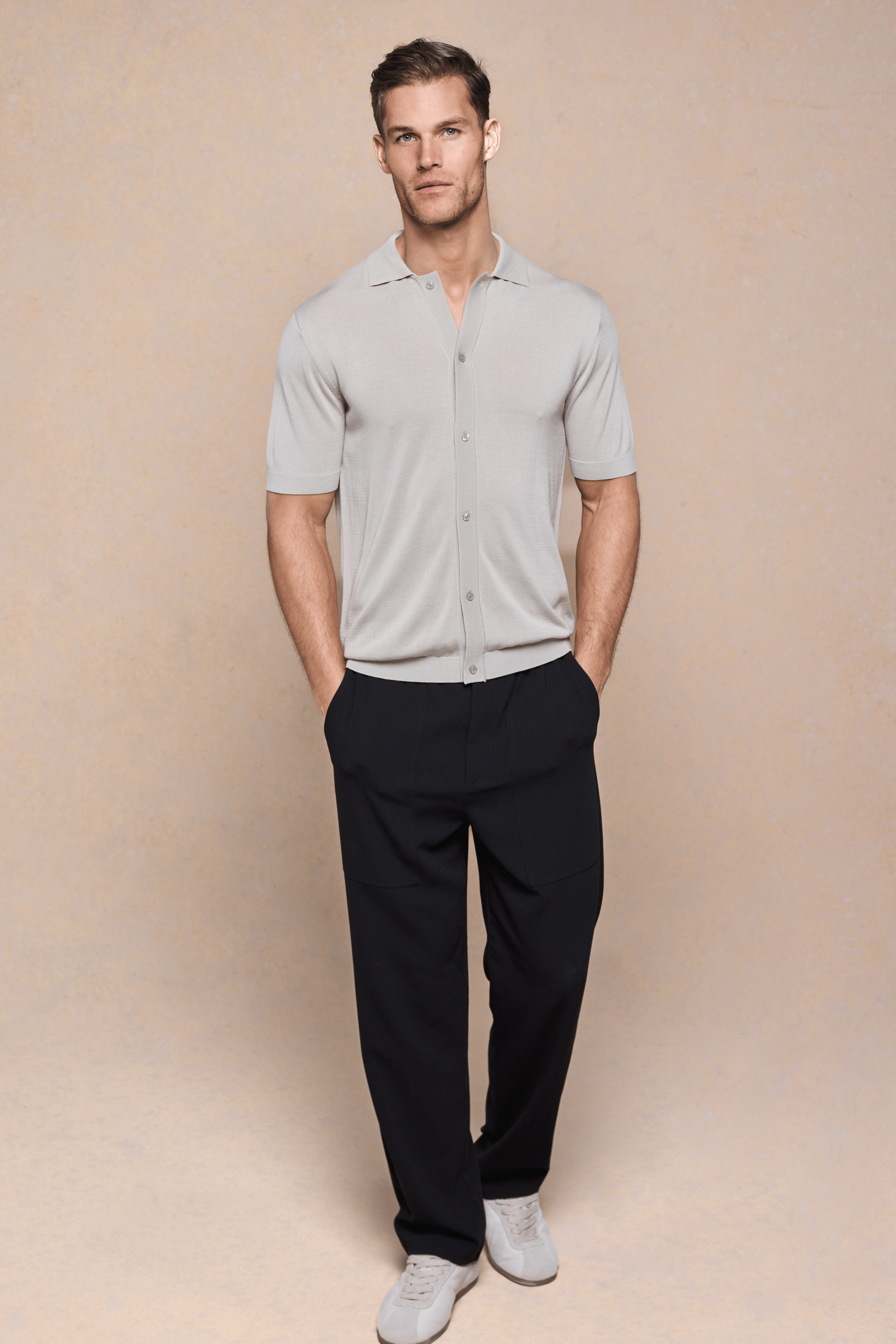Pedro Button Through Short Sleeve Knitted Shirt - Cream