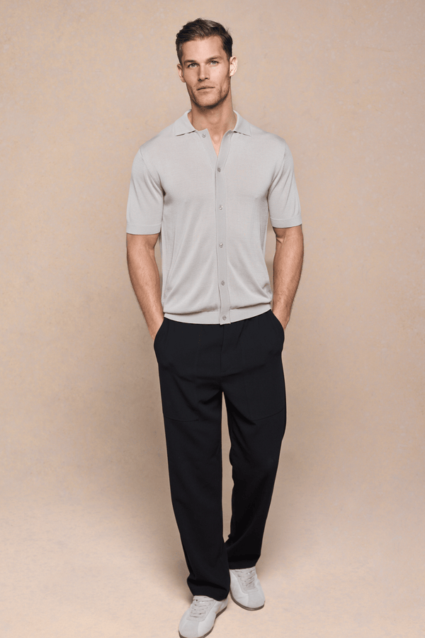Pedro Button Through Short Sleeve Knitted Shirt - Cream