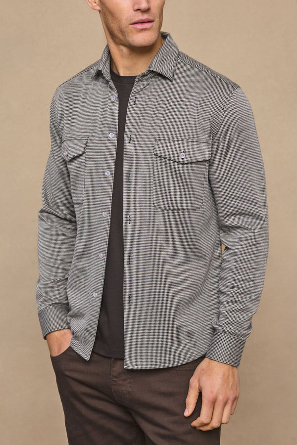 Joseph Dogtooth Overshirt - Black/Brown