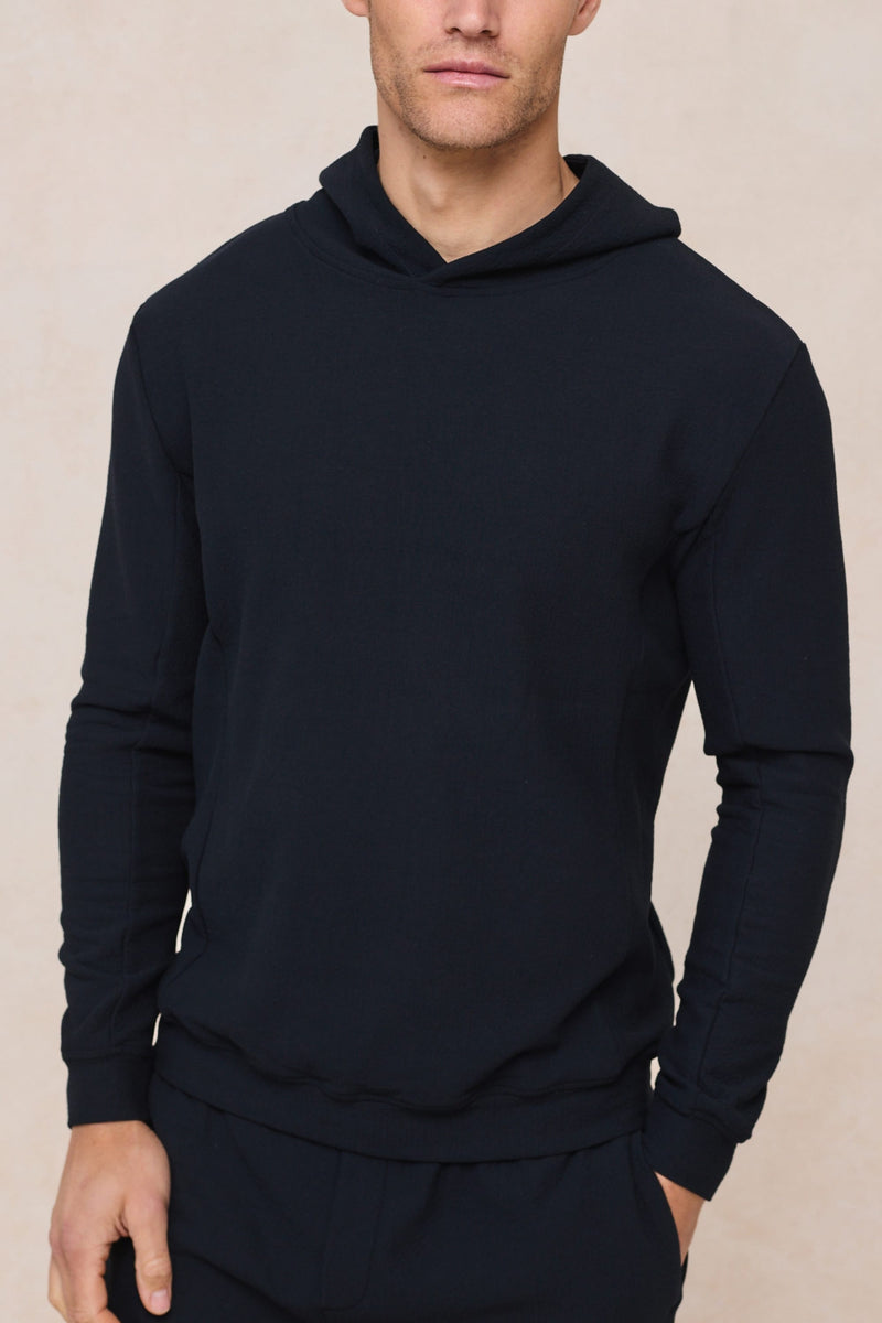 Zarco Crinkled Jersey Hoodie - Navy