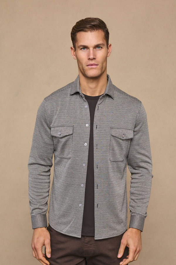 Joseph Dogtooth Overshirt - Black/Brown