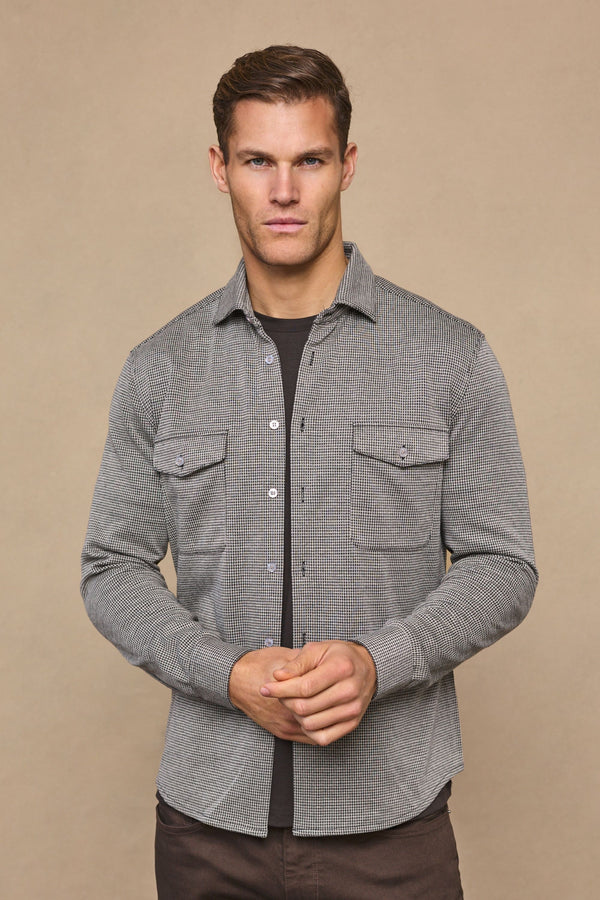 Joseph Dogtooth Overshirt - Black/Brown