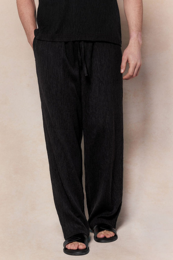 Silvano Crinkled Relaxed Trouser - Black