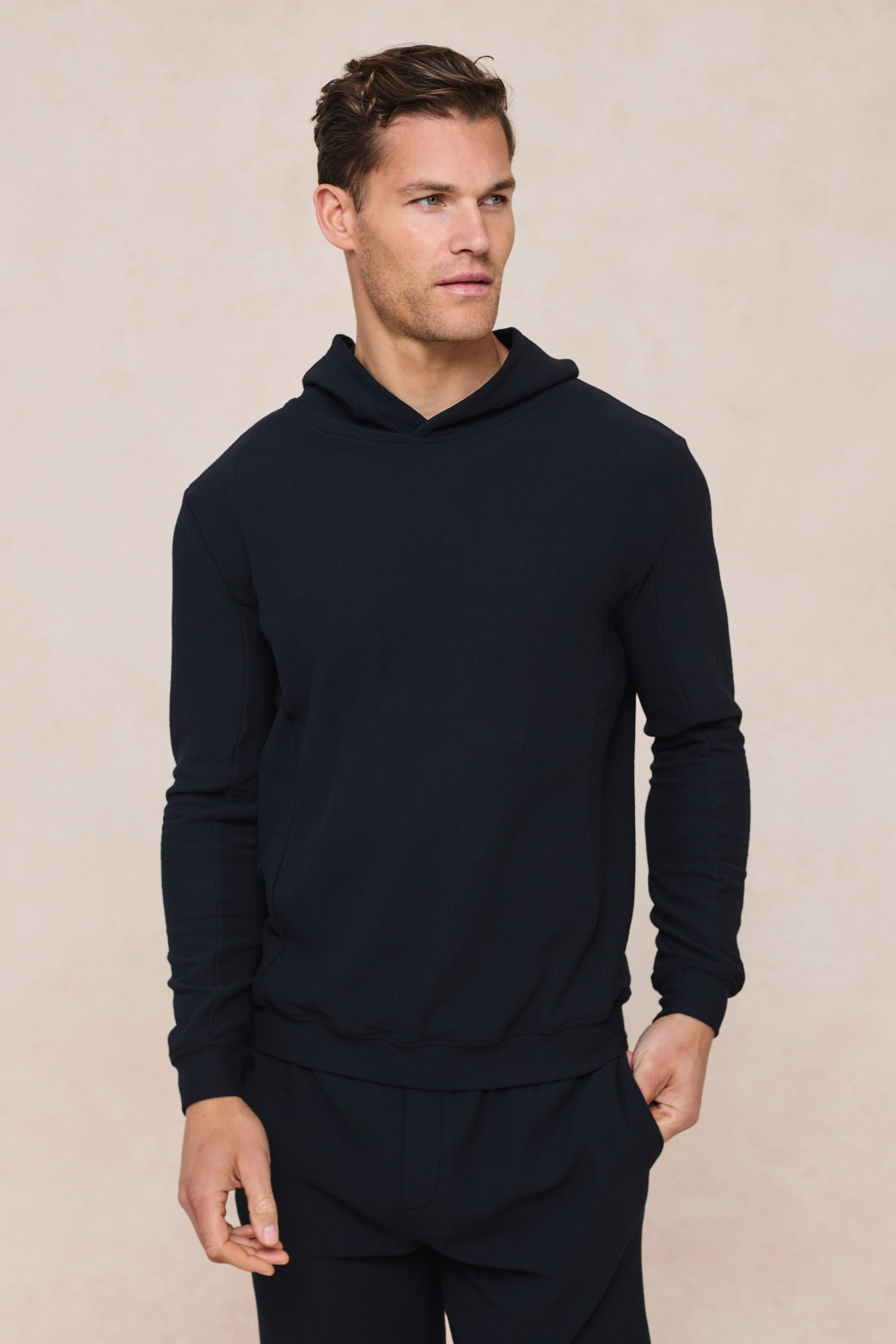 Zarco Crinkled Jersey Hoodie - Navy