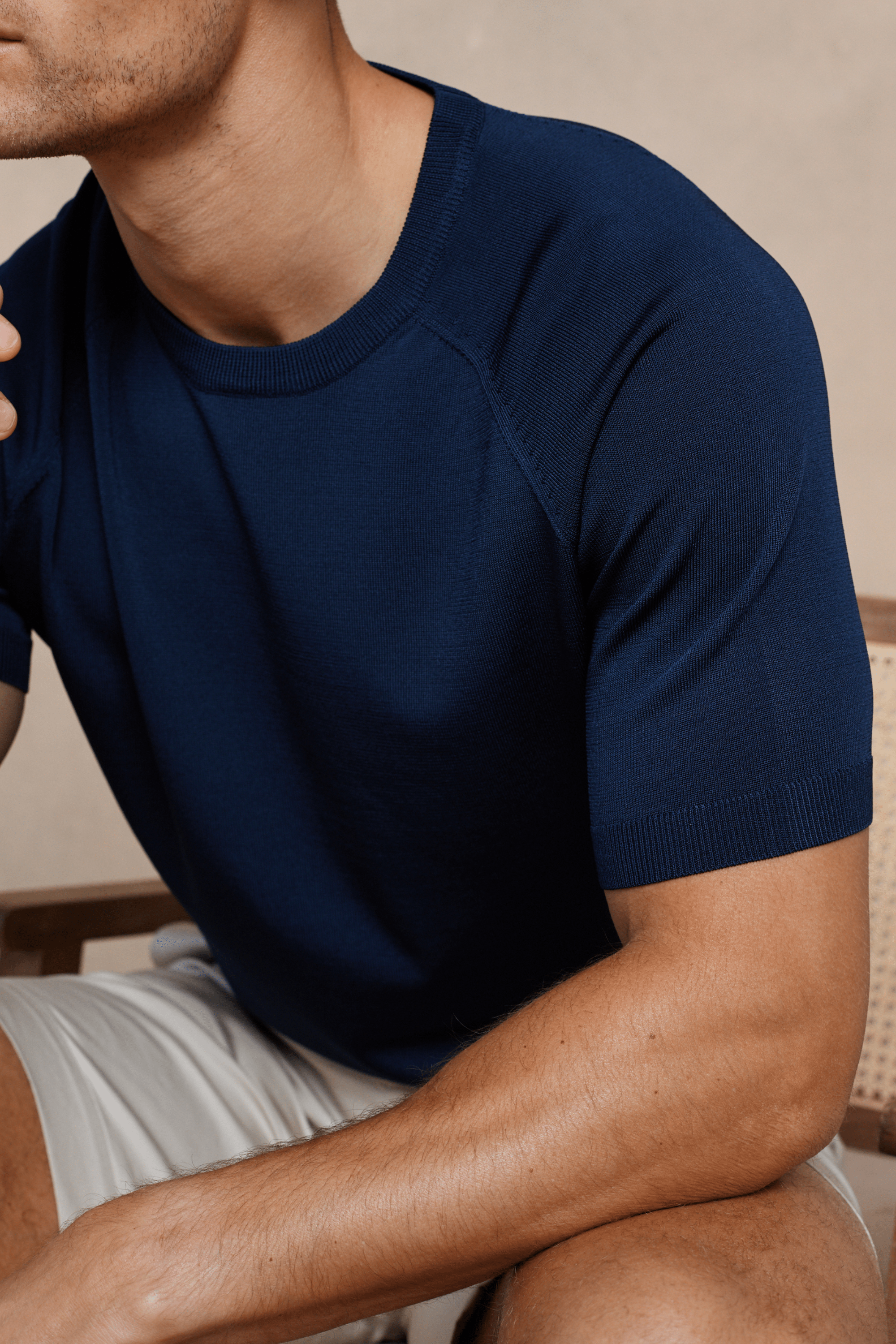 Riera Knit Crew Neck T-Shirt - Midnight Blue