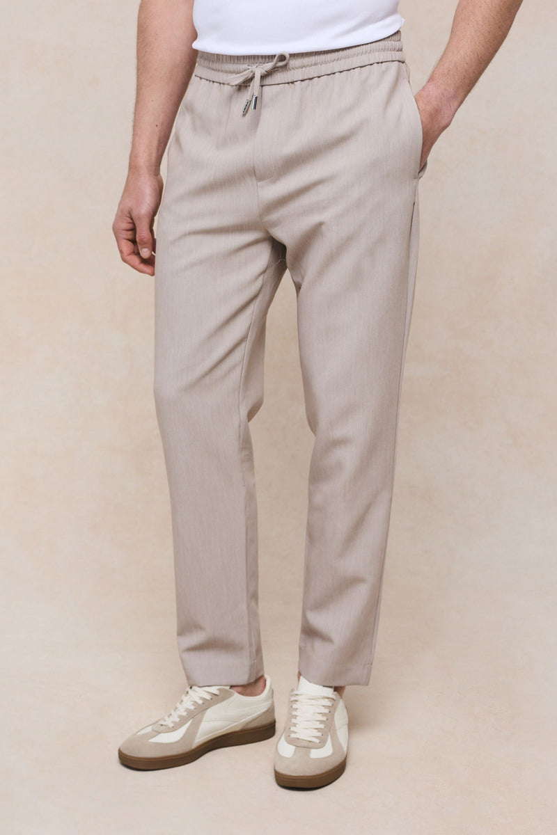Mateo Tapered Trouser - Oatmeal Marl