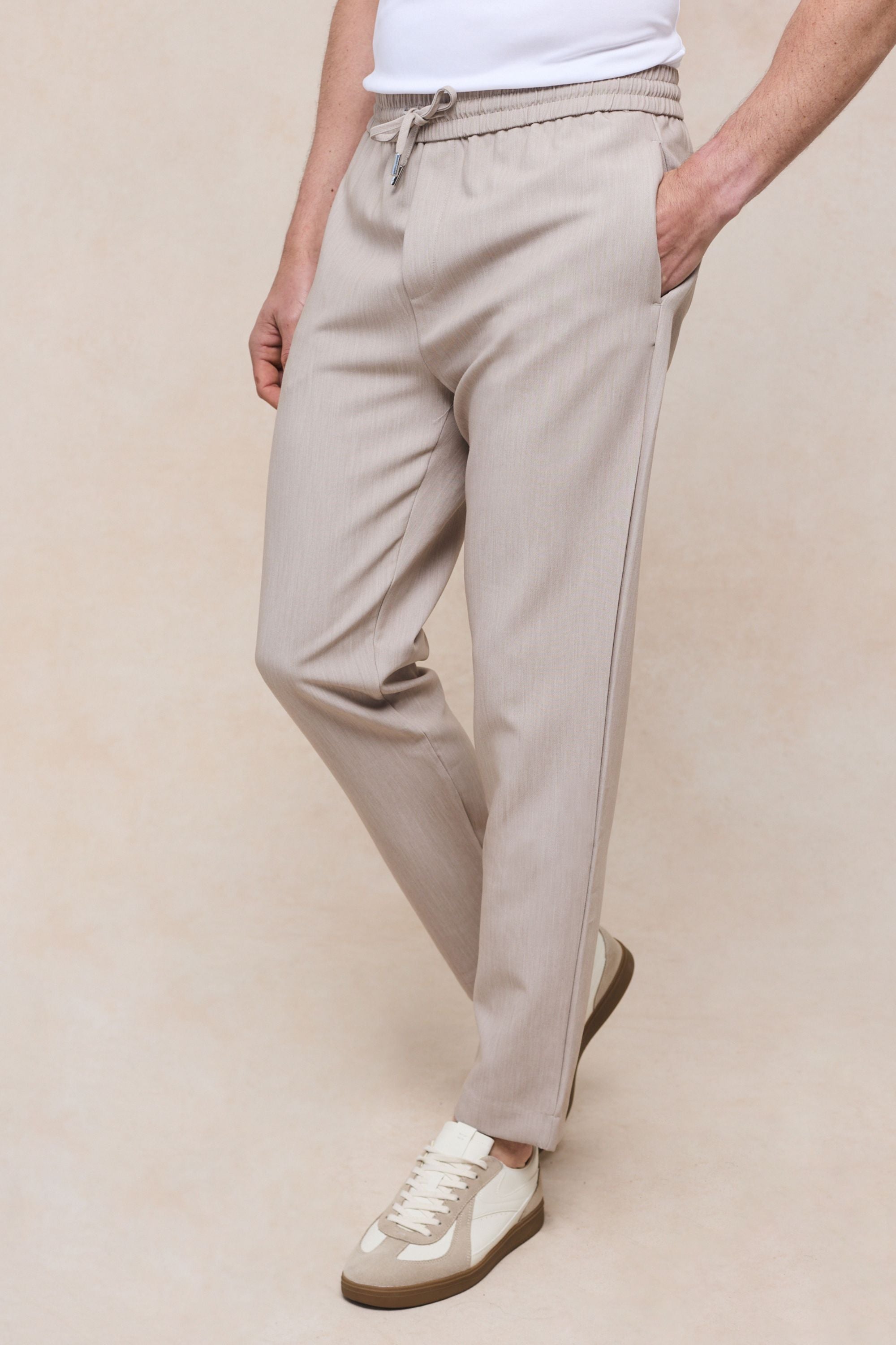 Mateo Tapered Trouser - Oatmeal Marl