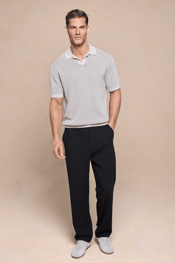 Oscar Two Tone Double Knit Polo Shirt - Neutral