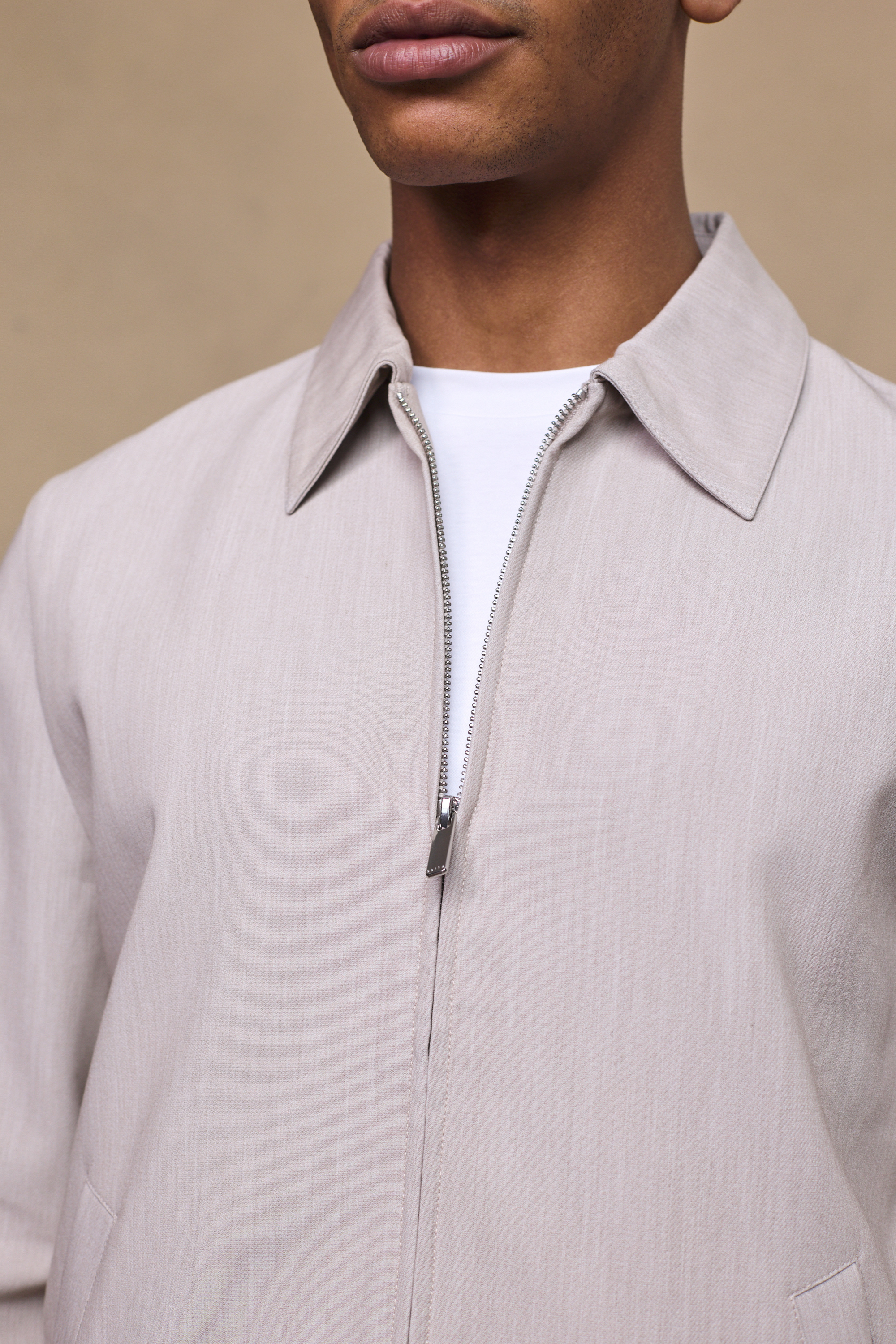 Emilio Zip Through Jacket - Oatmeal Marl