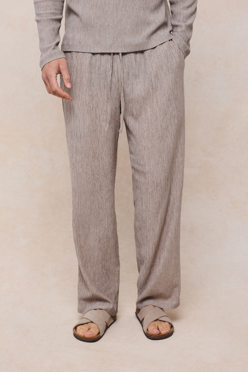 Arty Crinkled Elasticated Waistband Trouser - Mushroom
