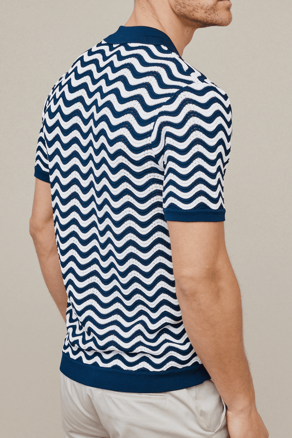 Serenita Knitted Shirt - Ecru/Navy