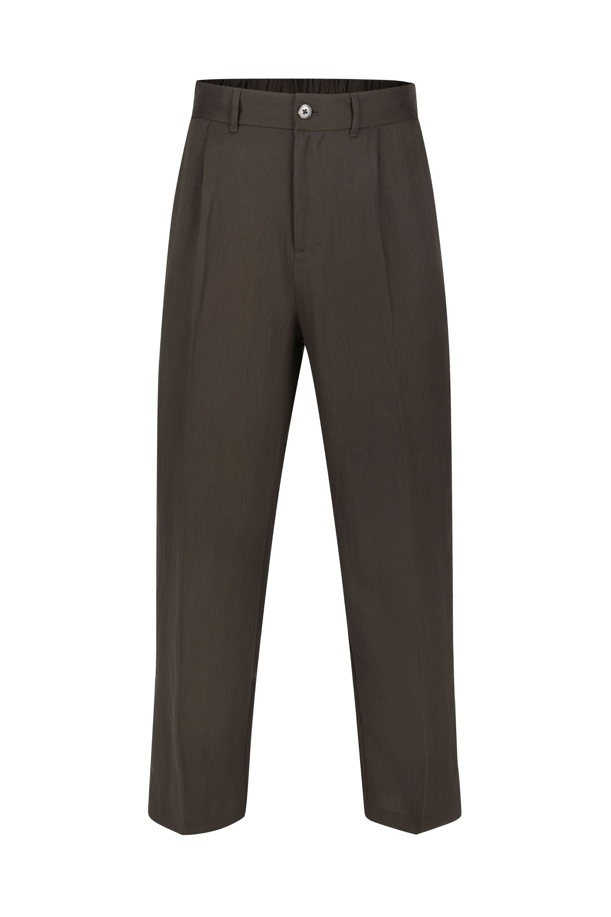 Helio Pleated Relaxed Trouser - Brown