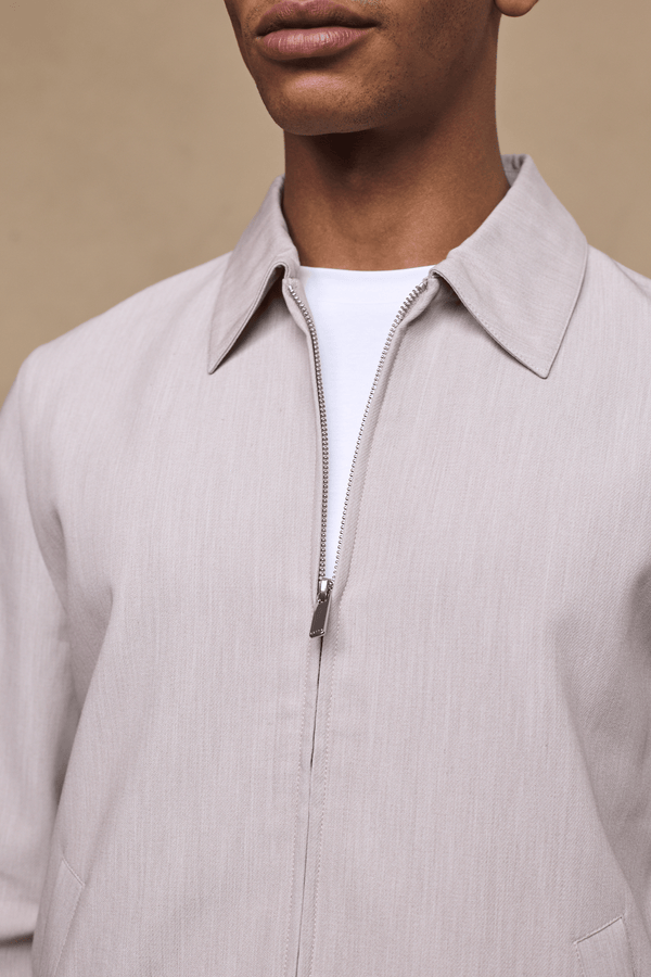 Emilio Zip Through Jacket - Oatmeal Marl
