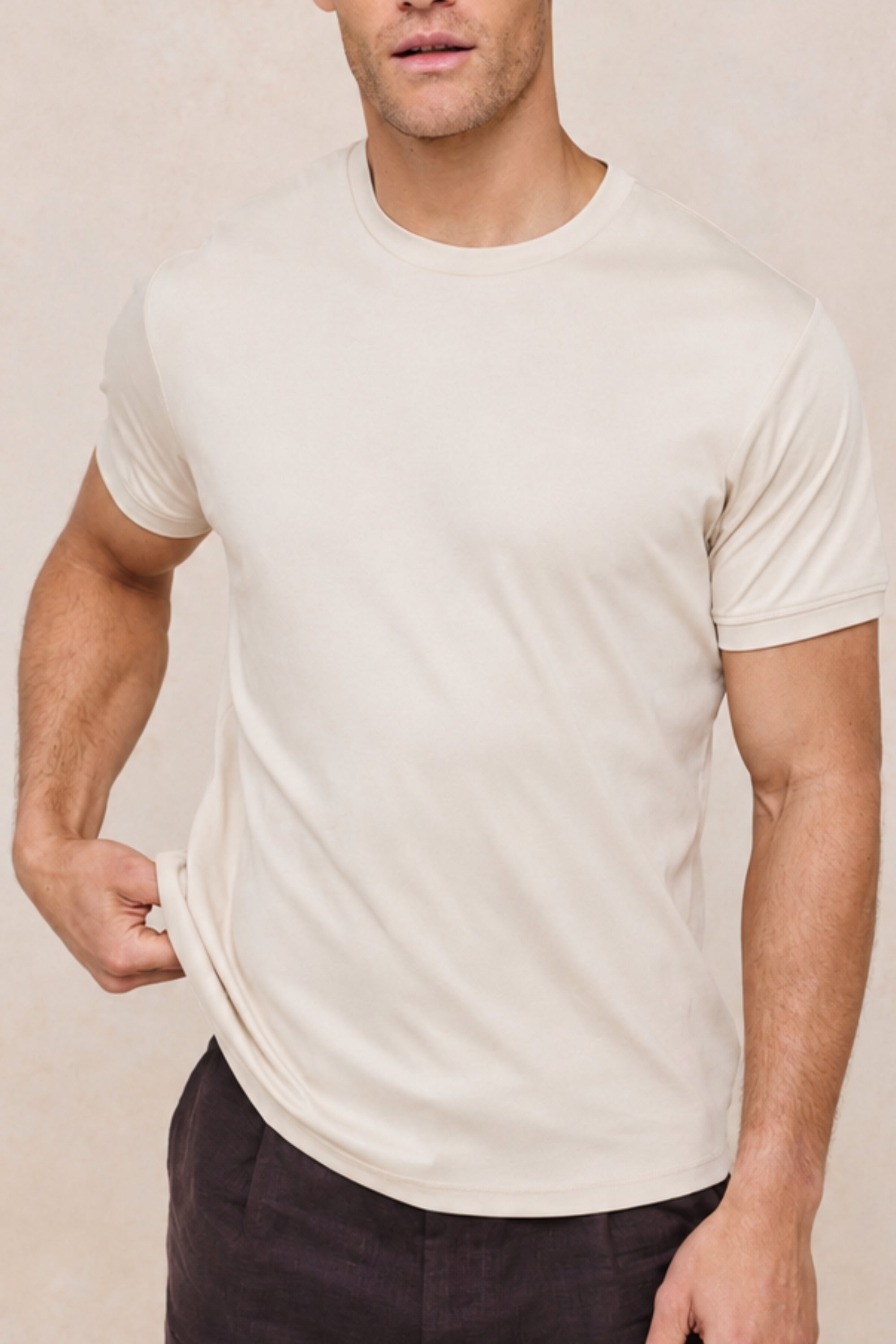 Luxe Mercerised T-Shirt - Beige