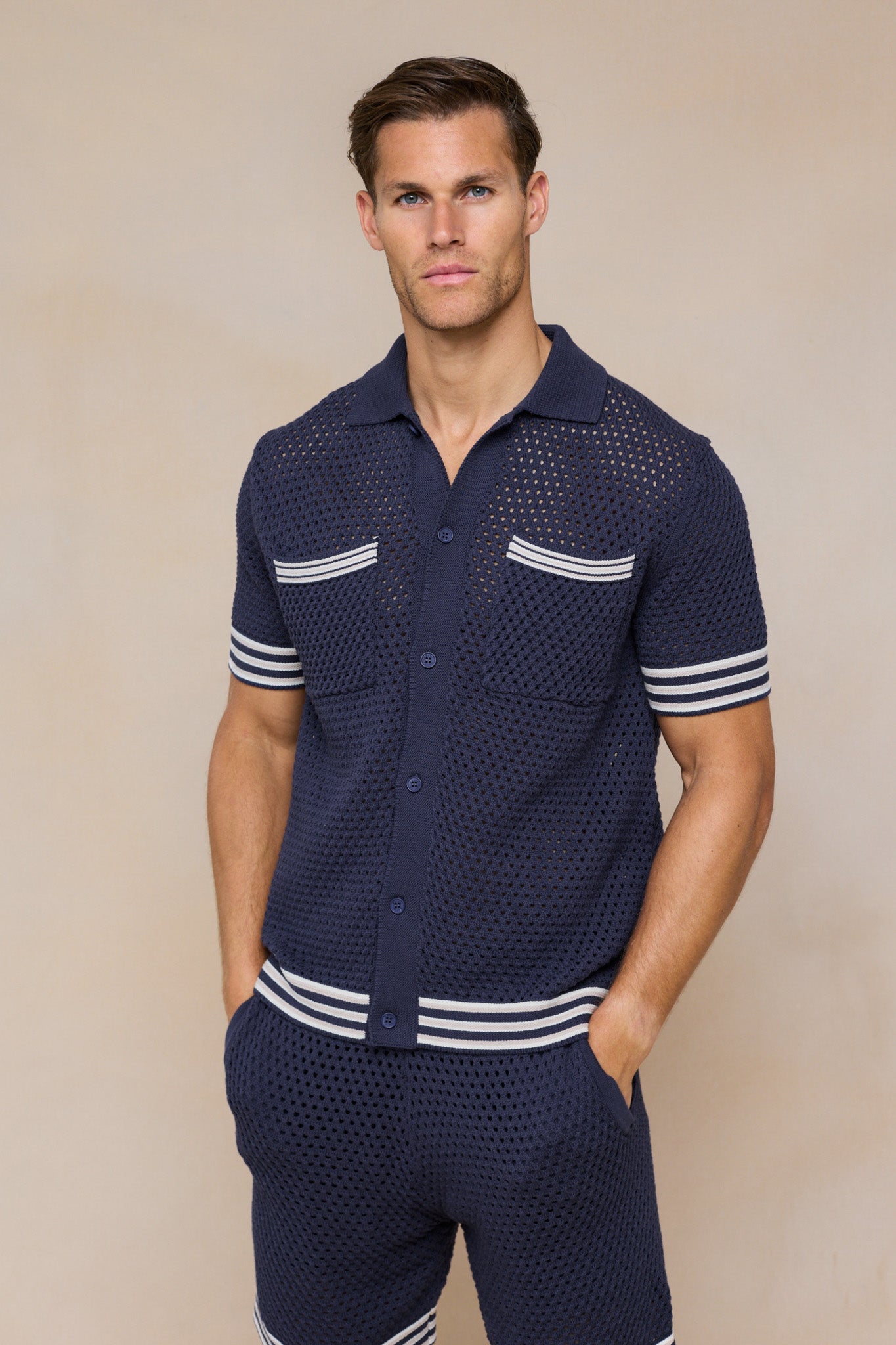 Cipressi Crochet Knit Short - Navy
