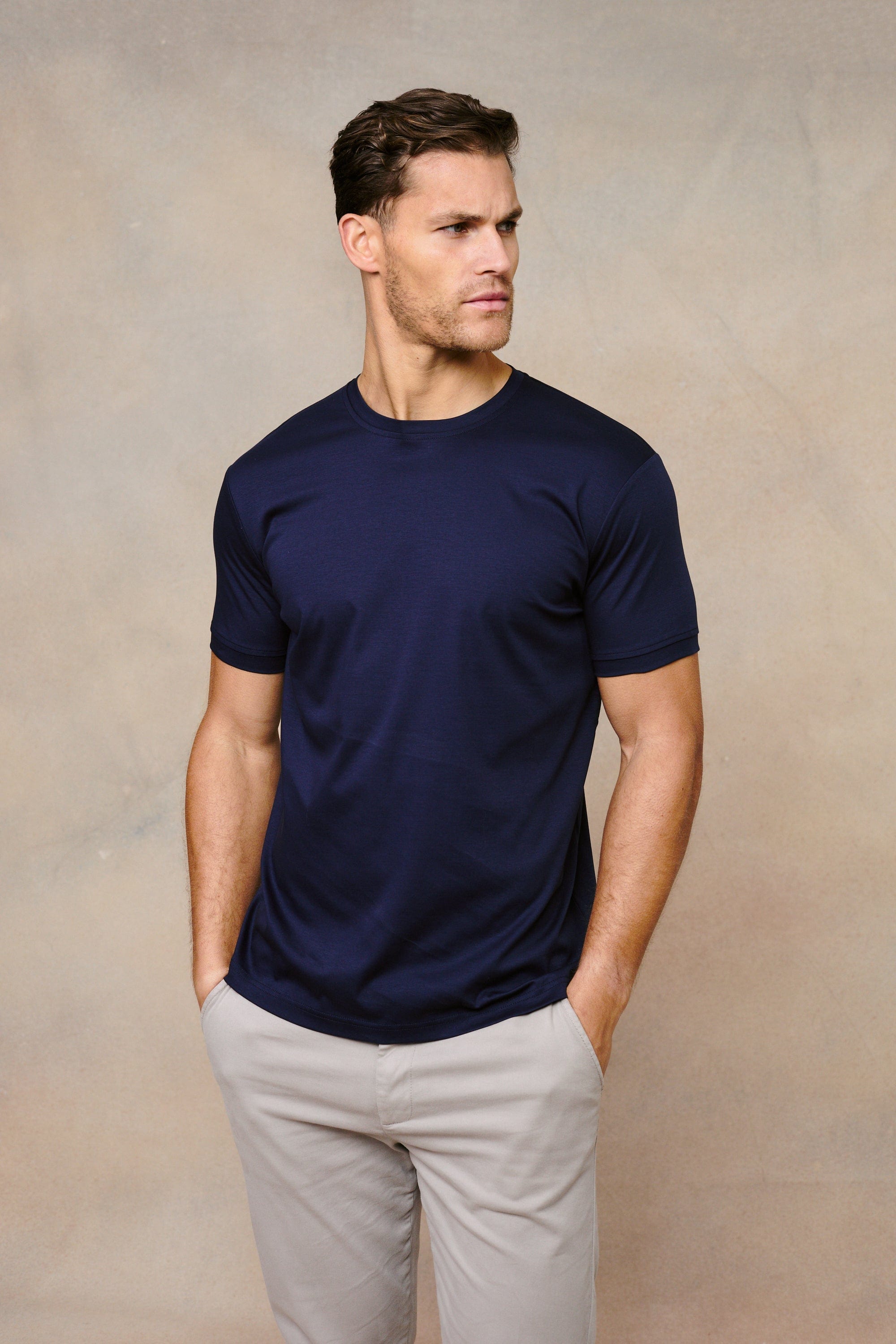 Luxe Mercerised T-Shirt - Navy