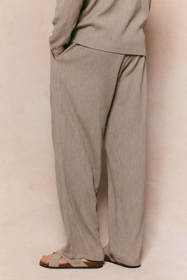 Arty Crinkled Elasticated Waistband Trouser - Mushroom